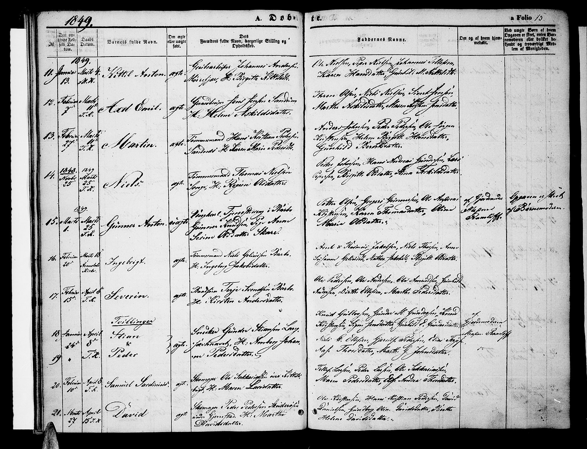 Tromøy sokneprestkontor, AV/SAK-1111-0041/F/Fa/L0005: Parish register (official) no. A 5, 1847-1856, p. 15