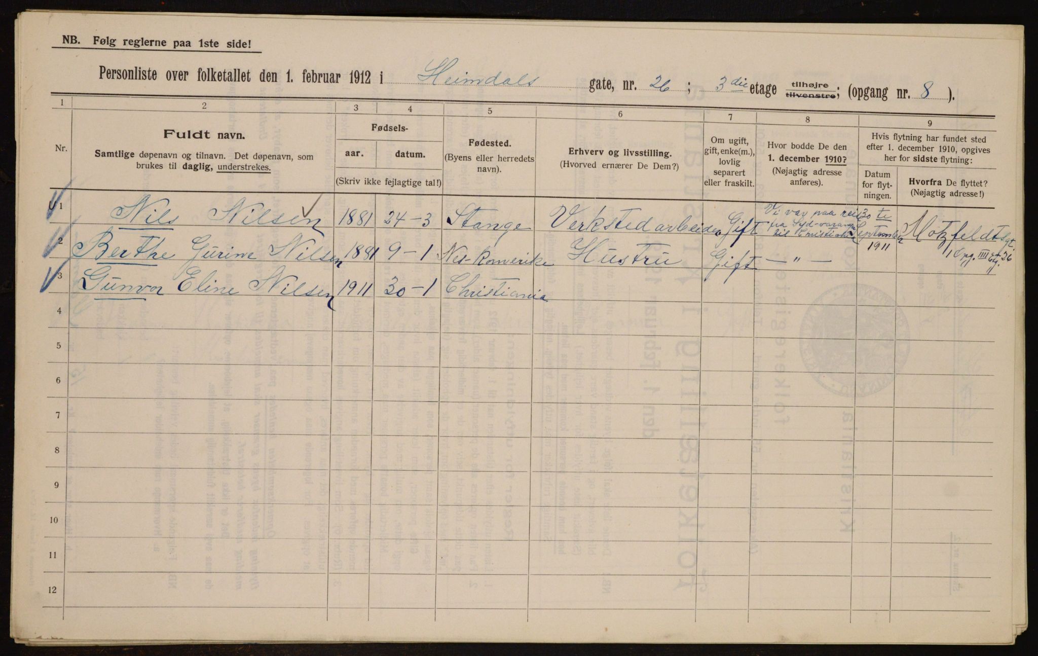 OBA, Municipal Census 1912 for Kristiania, 1912, p. 37295