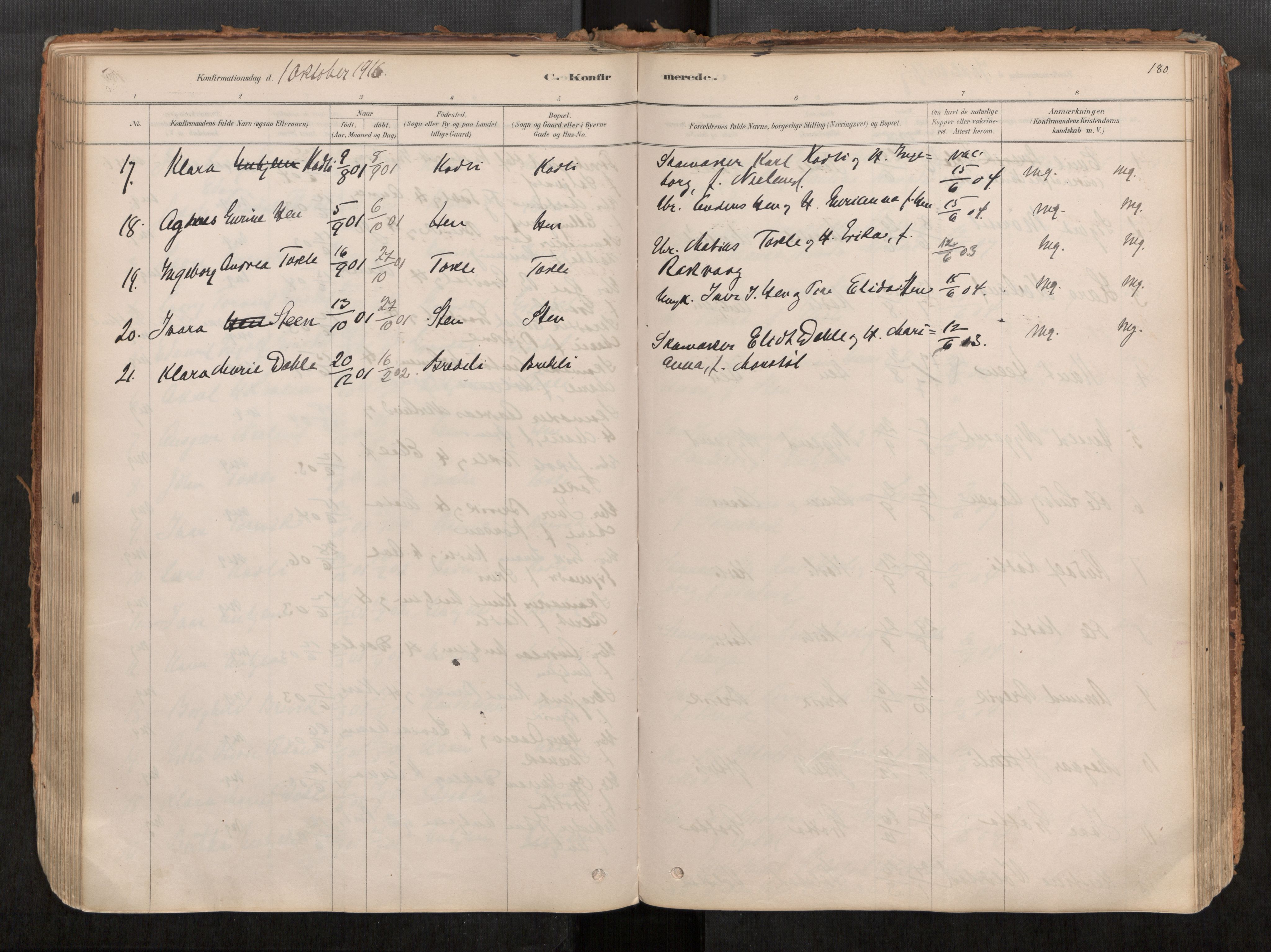 Ministerialprotokoller, klokkerbøker og fødselsregistre - Møre og Romsdal, SAT/A-1454/545/L0594: Parish register (official) no. 545A03, 1878-1920, p. 180