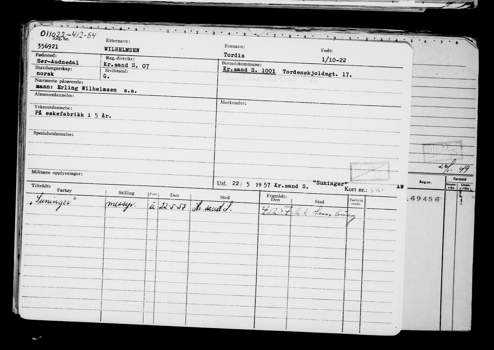 Direktoratet for sjømenn, AV/RA-S-3545/G/Gb/L0211: Hovedkort, 1922, p. 21