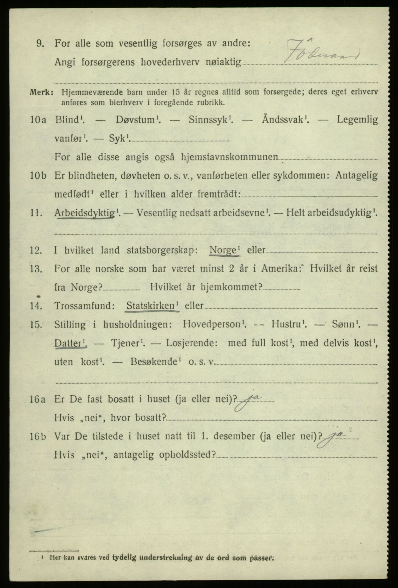 SAB, 1920 census for Førde, 1920, p. 3185