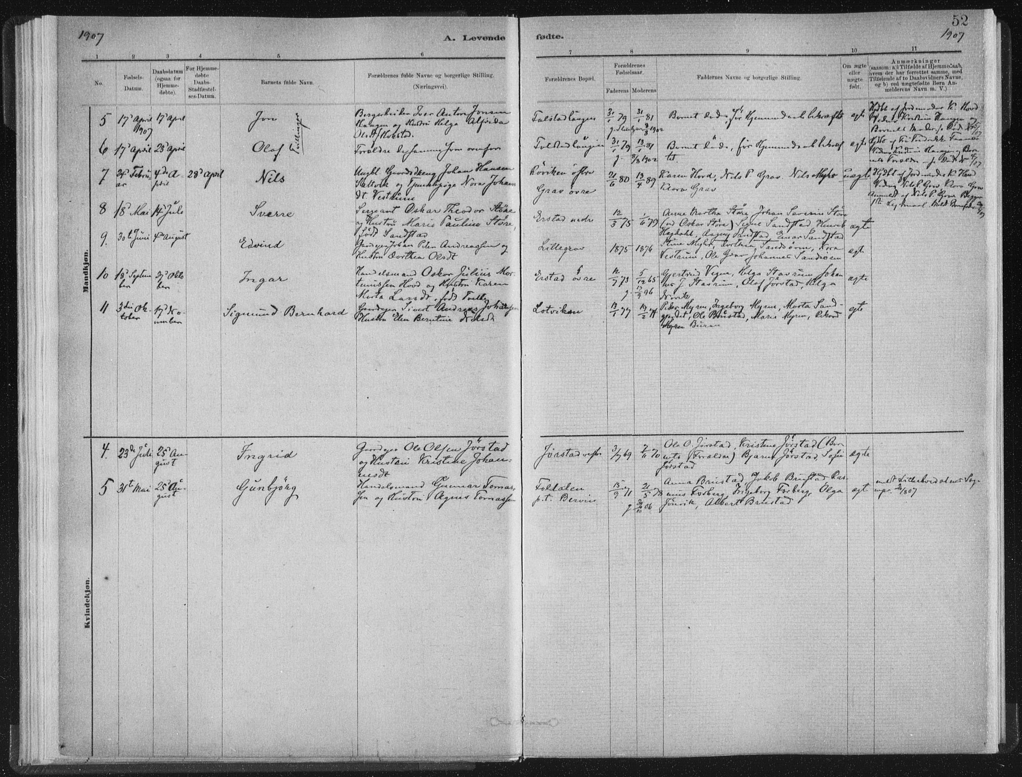 Ministerialprotokoller, klokkerbøker og fødselsregistre - Nord-Trøndelag, AV/SAT-A-1458/722/L0220: Parish register (official) no. 722A07, 1881-1908, p. 52