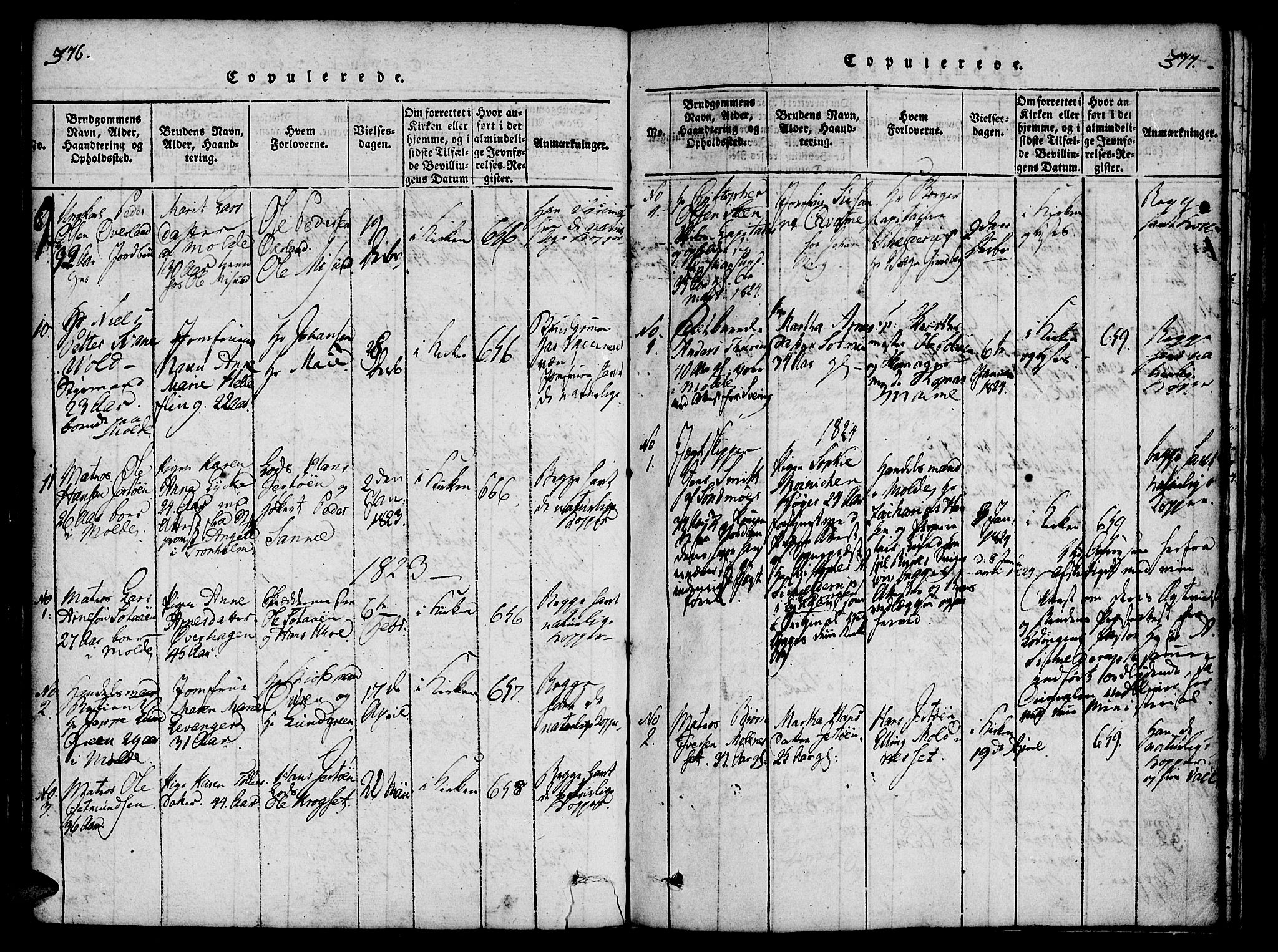 Ministerialprotokoller, klokkerbøker og fødselsregistre - Møre og Romsdal, SAT/A-1454/558/L0688: Parish register (official) no. 558A02, 1818-1843, p. 376-377