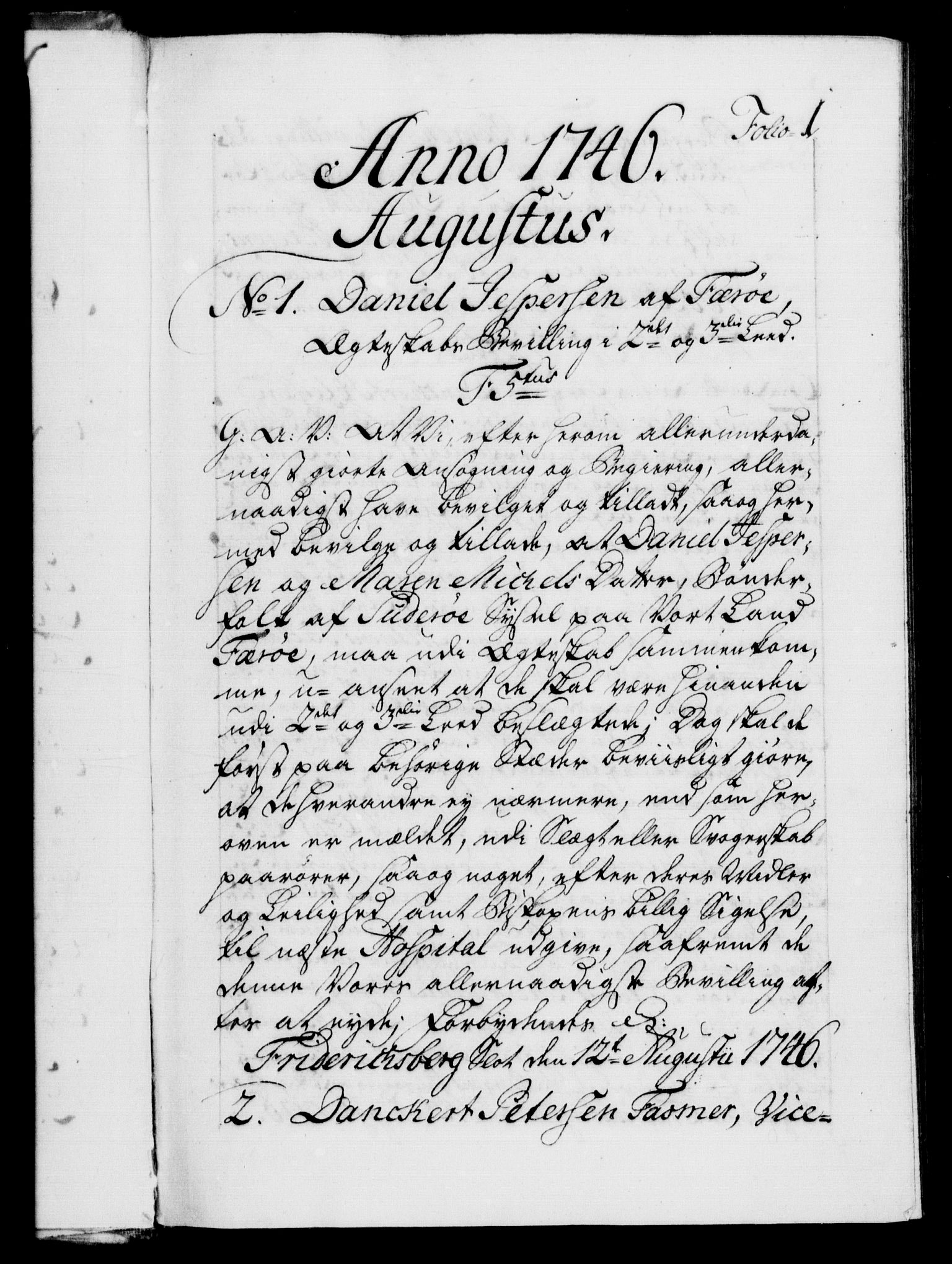 Danske Kanselli 1572-1799, RA/EA-3023/F/Fc/Fca/Fcaa/L0035: Norske registre, 1746-1748, p. 1a