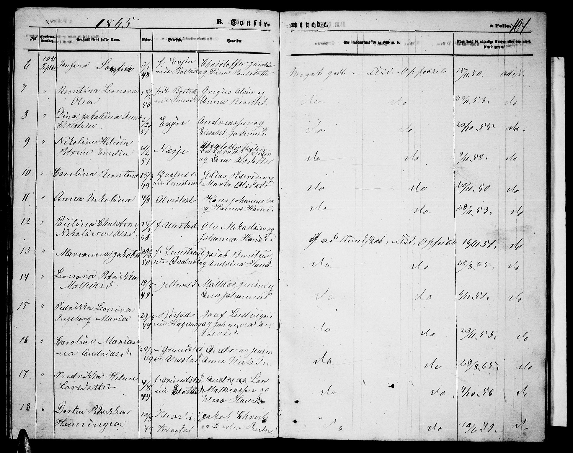 Ministerialprotokoller, klokkerbøker og fødselsregistre - Nordland, AV/SAT-A-1459/880/L1140: Parish register (copy) no. 880C02, 1861-1875, p. 101