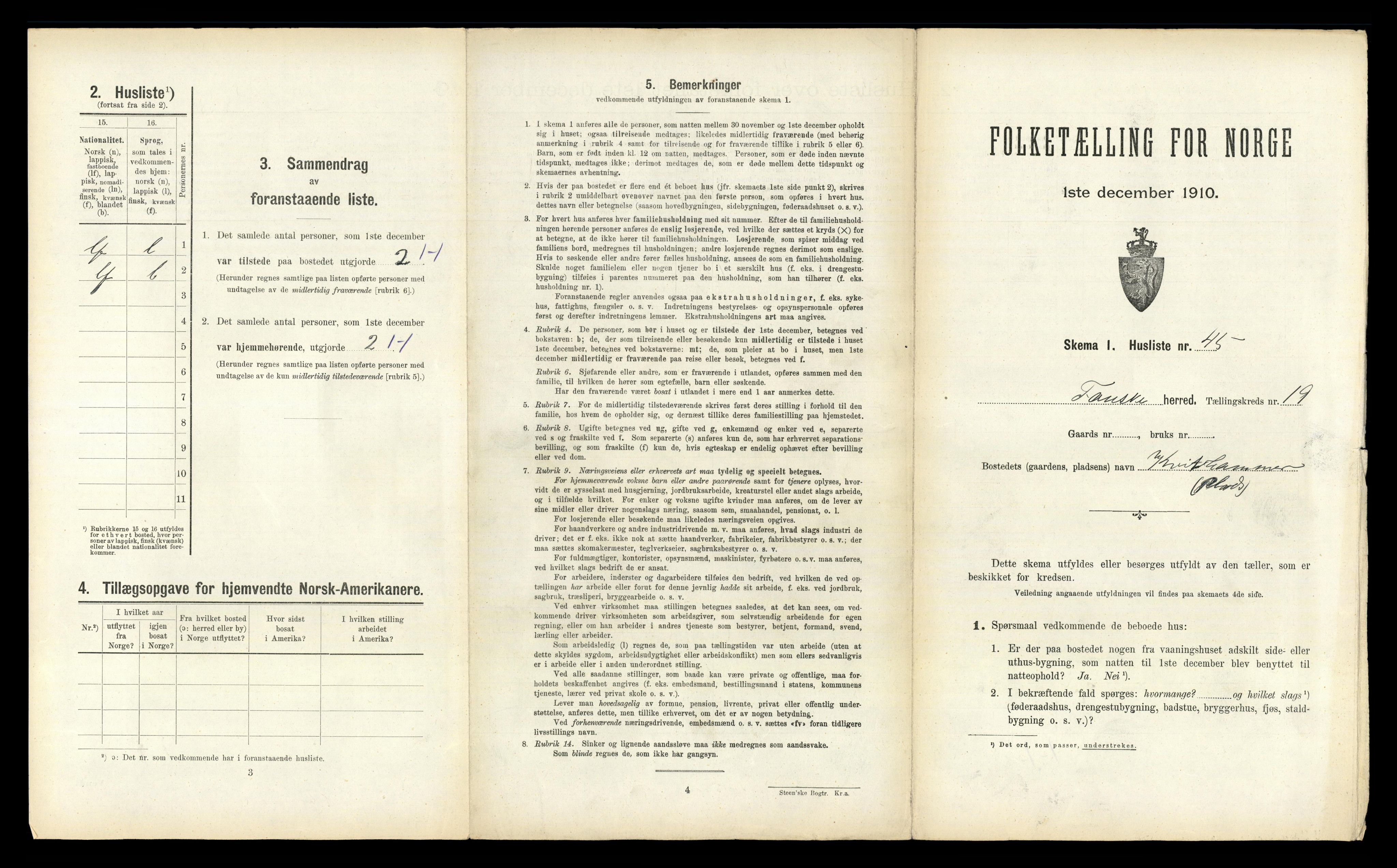 RA, 1910 census for Fauske, 1910, p. 1290