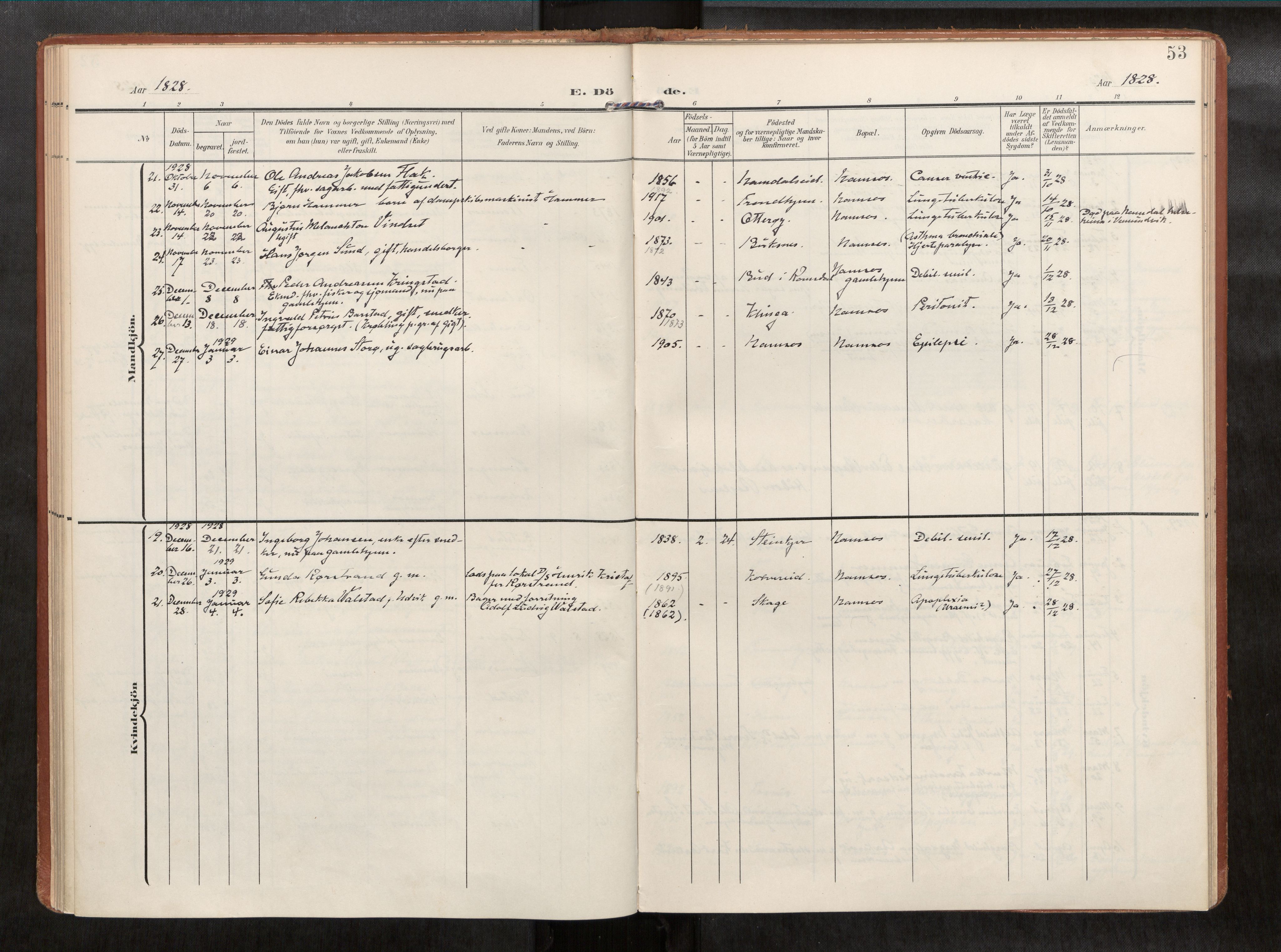 Ministerialprotokoller, klokkerbøker og fødselsregistre - Nord-Trøndelag, AV/SAT-A-1458/768/L0579b: Parish register (official) no. 768A15, 1908-1945, p. 53