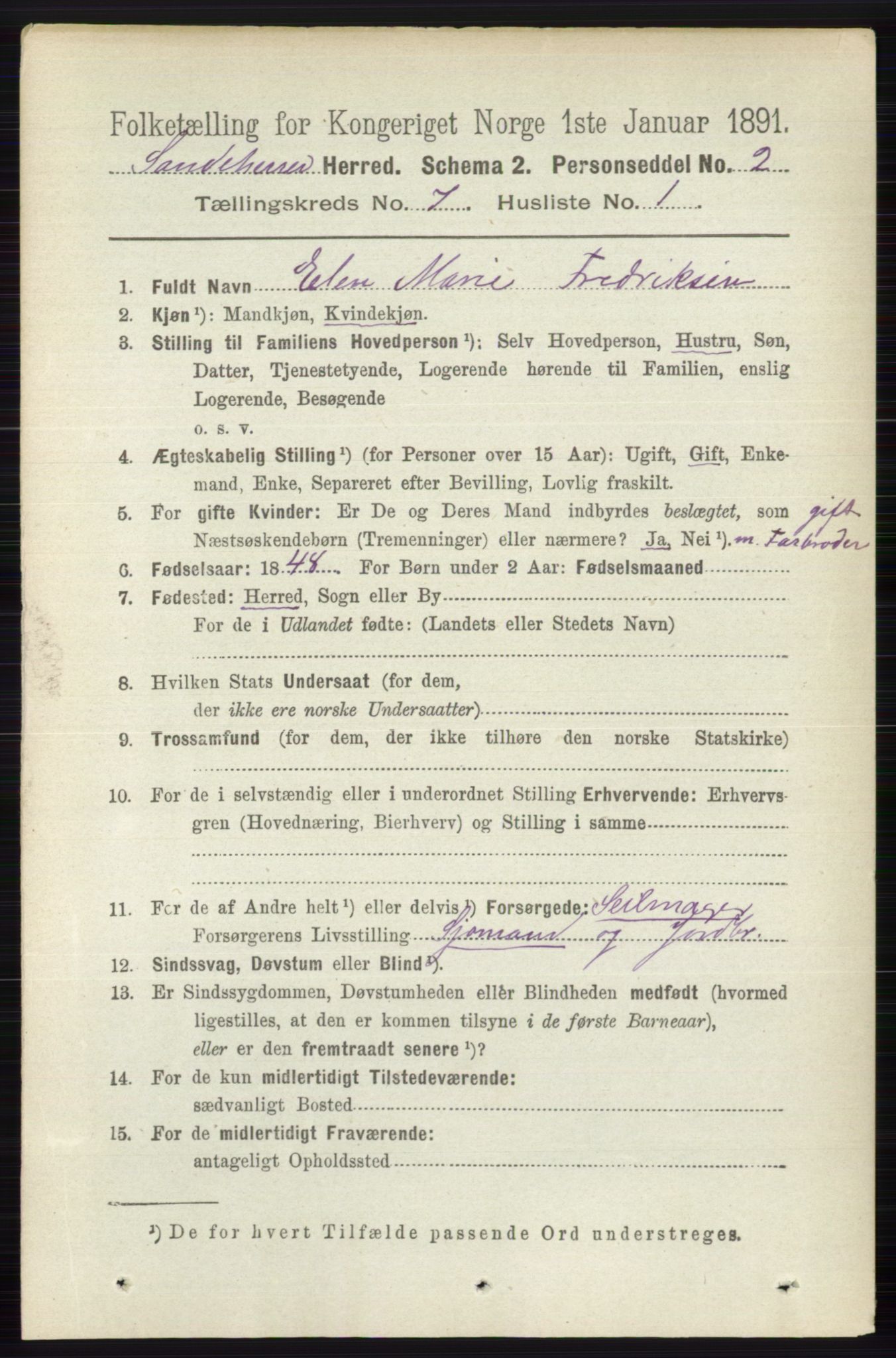 RA, 1891 census for 0724 Sandeherred, 1891, p. 4101