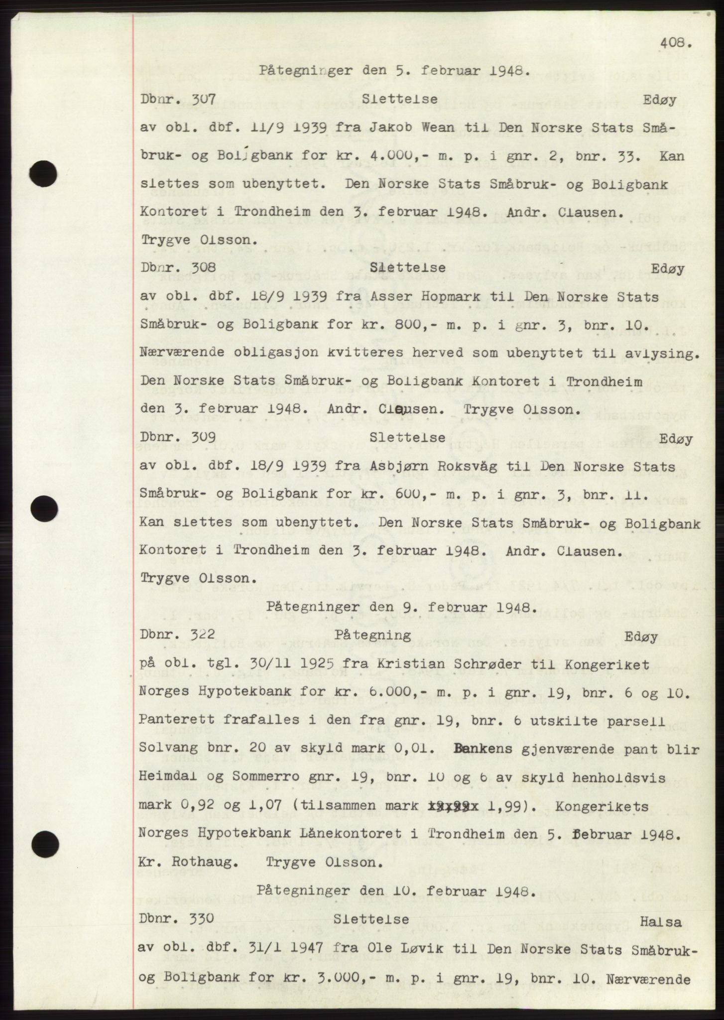 Nordmøre sorenskriveri, AV/SAT-A-4132/1/2/2Ca: Mortgage book no. C82b, 1946-1951, Diary no: : 307/1948