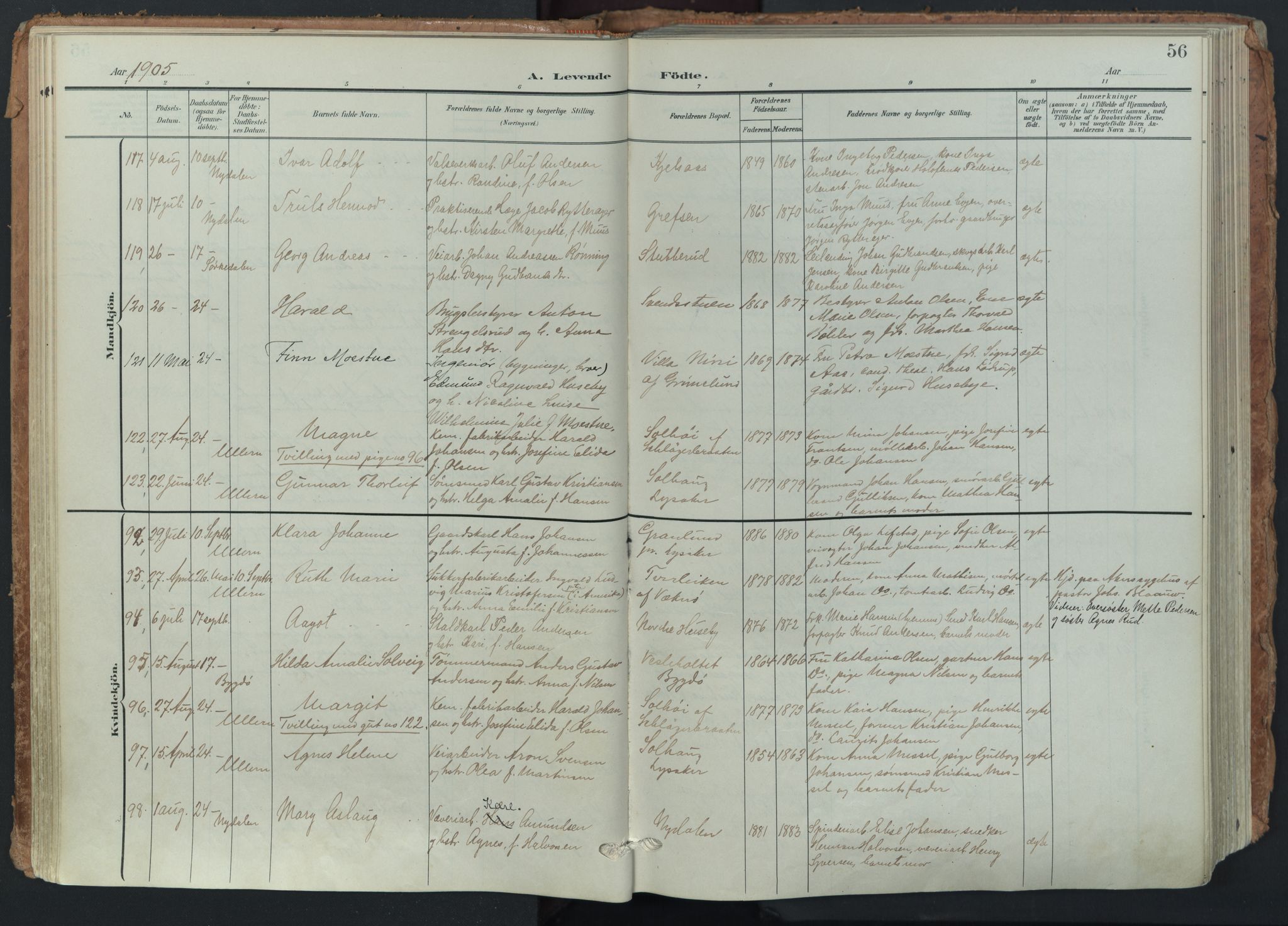 Vestre Aker prestekontor Kirkebøker, AV/SAO-A-10025/F/Fa/L0014: Parish register (official) no. 14, 1903-1921, p. 56