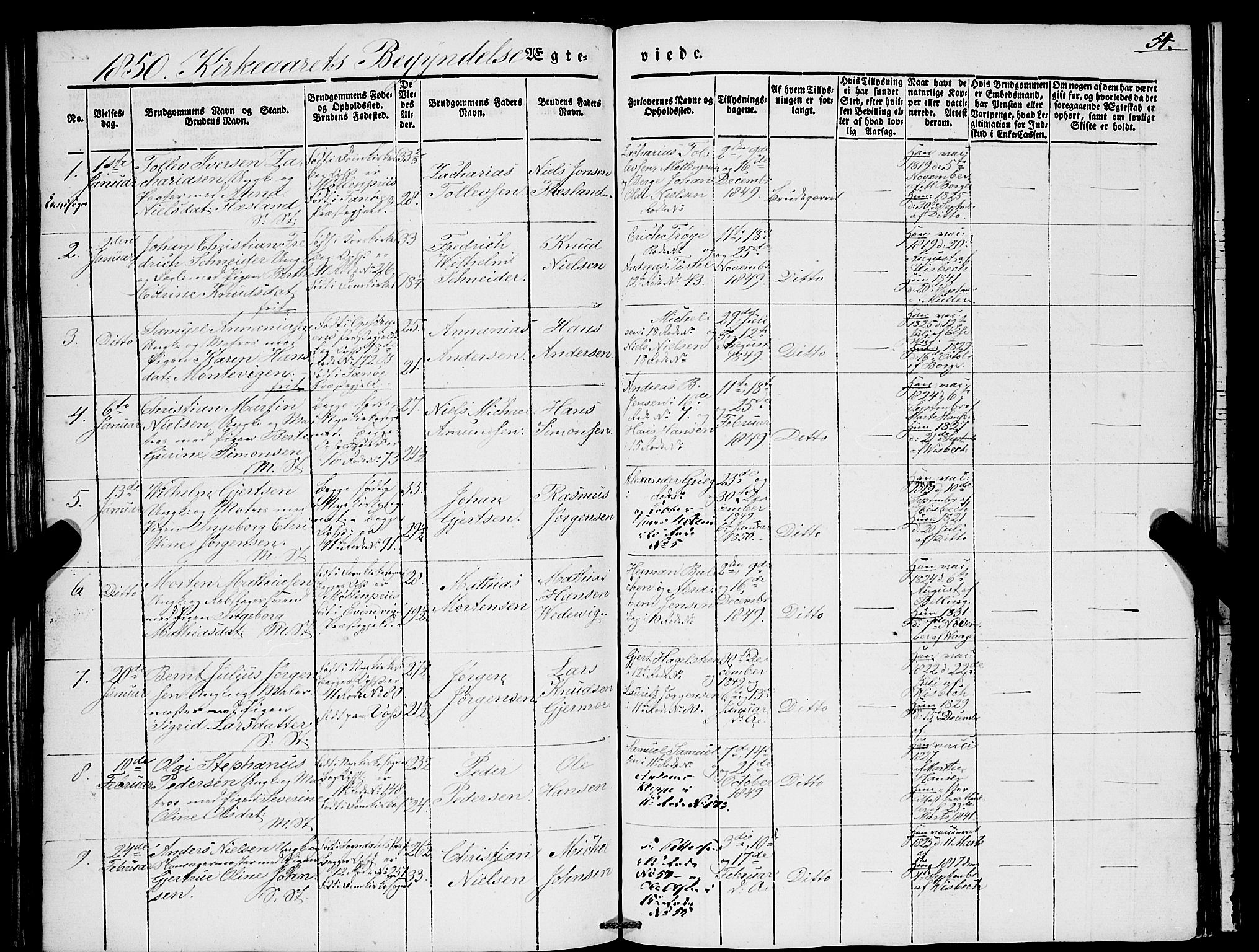 Domkirken sokneprestembete, SAB/A-74801/H/Haa/L0033: Parish register (official) no. D 1, 1841-1853, p. 54