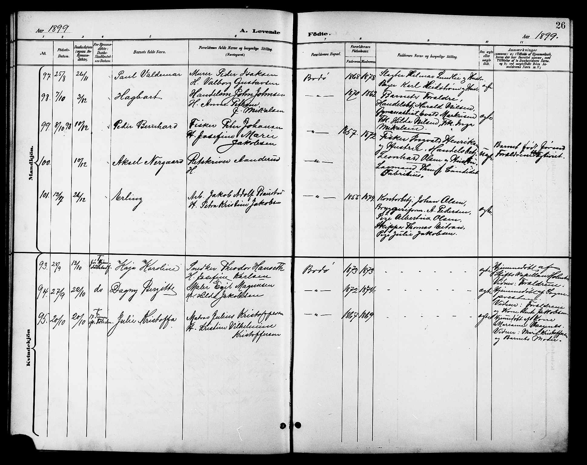 Ministerialprotokoller, klokkerbøker og fødselsregistre - Nordland, SAT/A-1459/801/L0033: Parish register (copy) no. 801C08, 1898-1910, p. 26