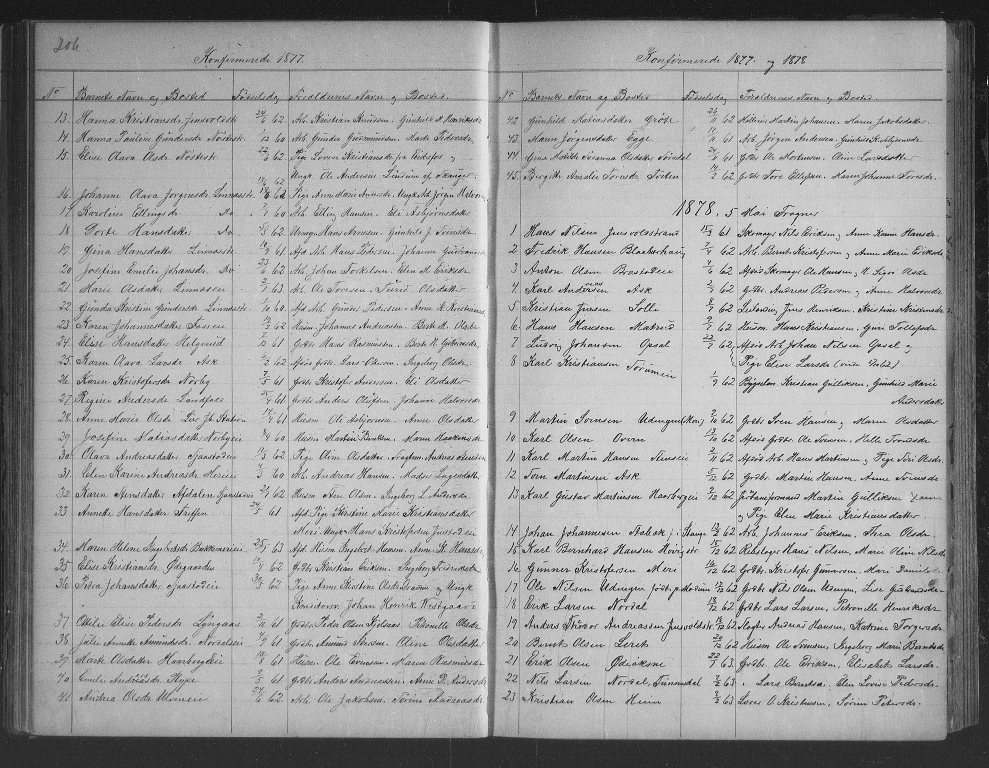 Lier kirkebøker, AV/SAKO-A-230/G/Gb/L0001: Parish register (copy) no. II 1, 1874-1898, p. 206-207