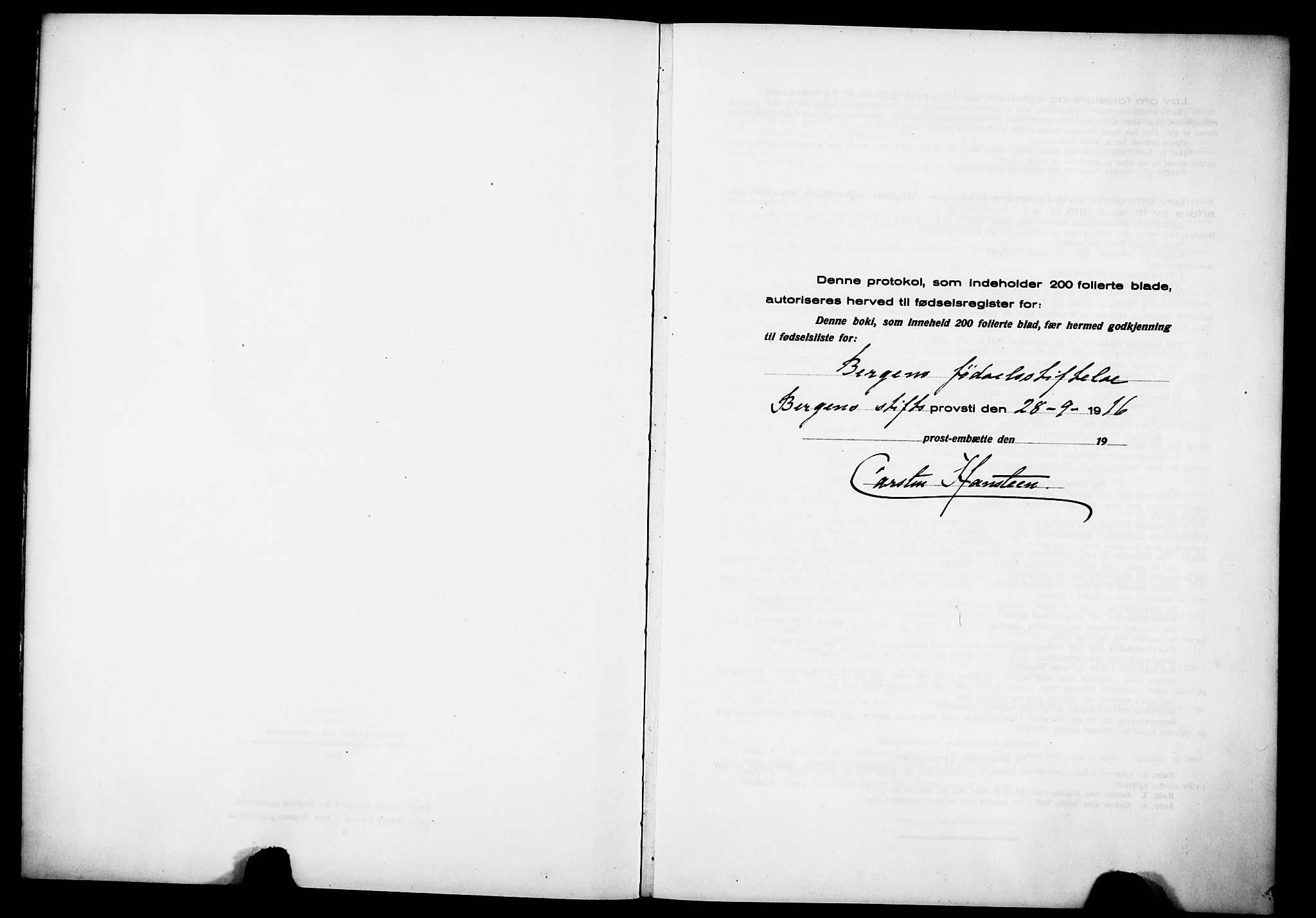Kvinneklinikken, SAB/A-76301/F/L0A01: Birth register no. A 1, 1916-1920