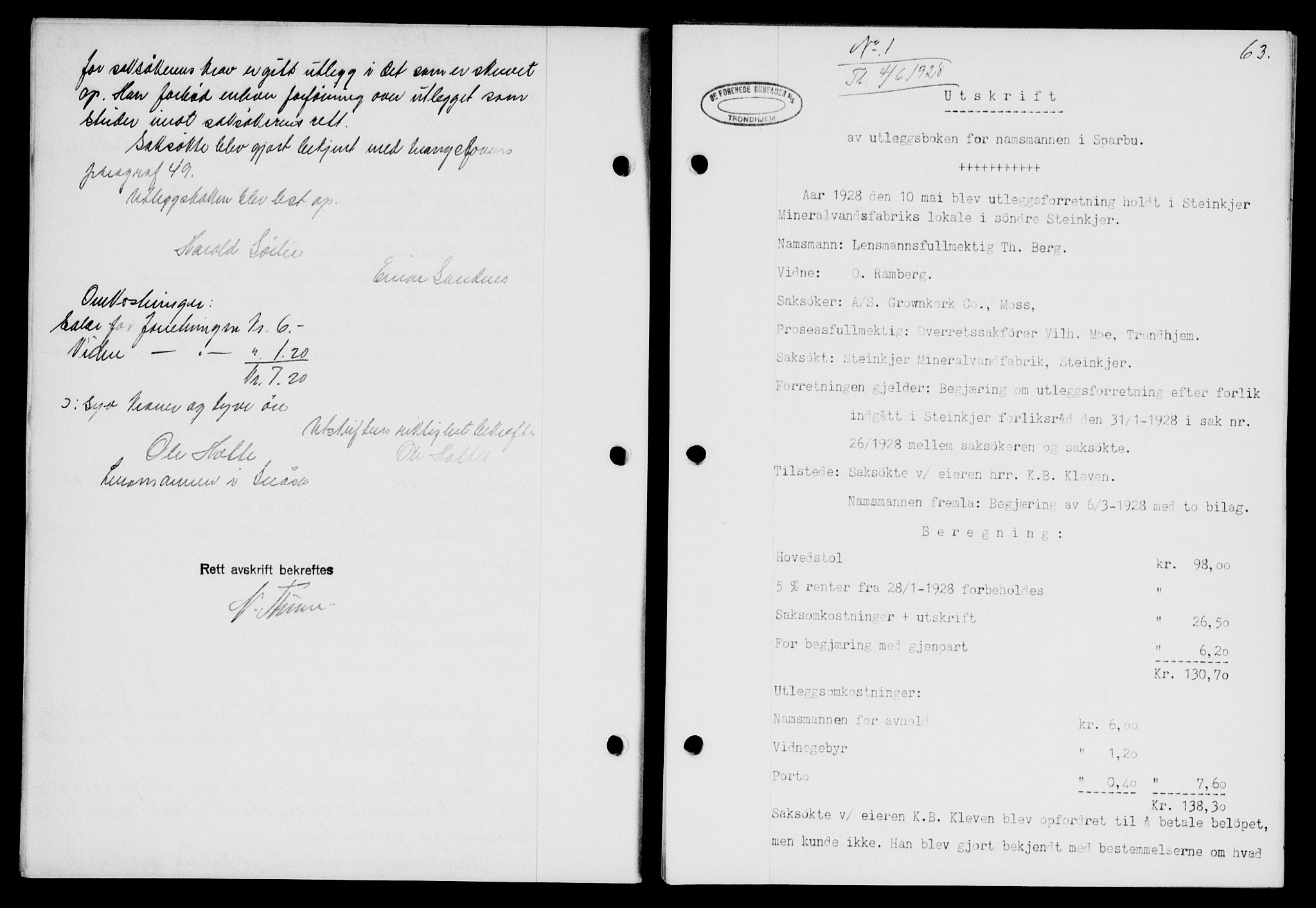 Inderøy sorenskriveri, SAT/A-4147/1/2/2C/L0065: Mortgage book no. 51, 1928-1928, Deed date: 04.06.1928