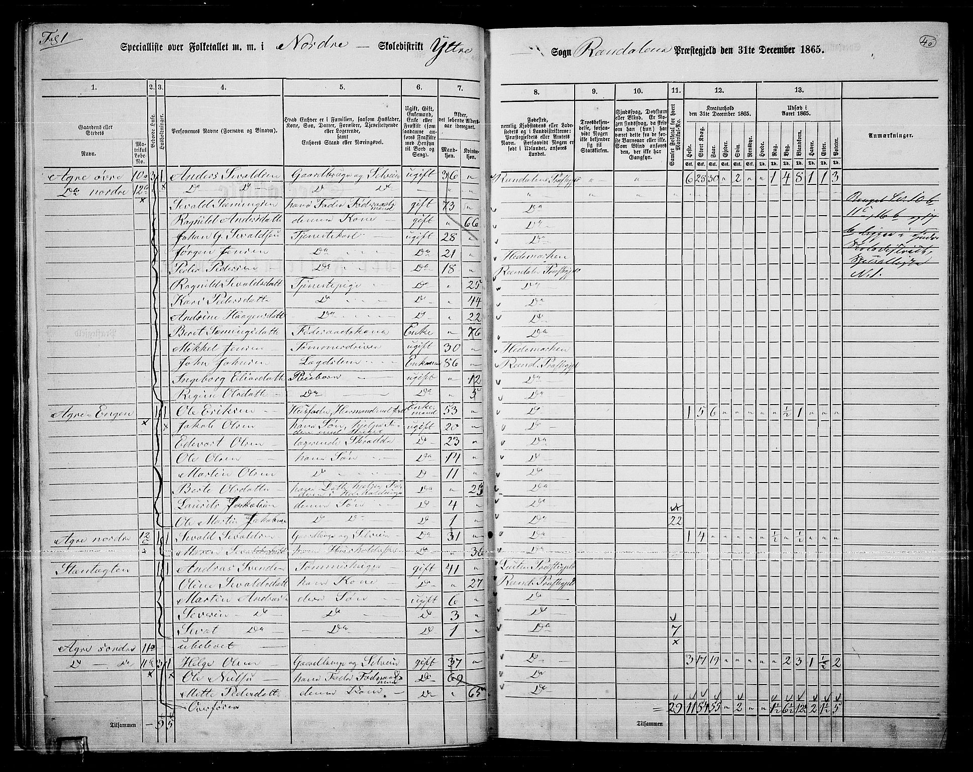 RA, 1865 census for Rendalen, 1865, p. 36