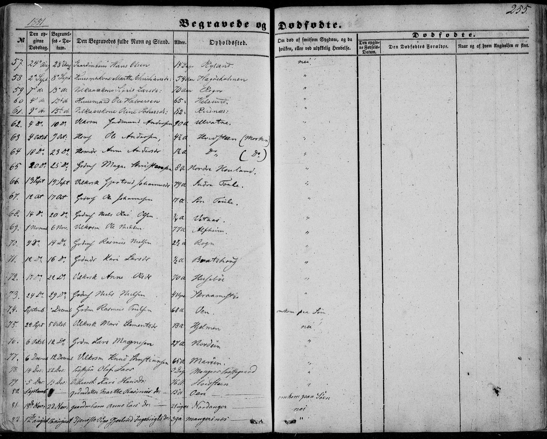 Manger sokneprestembete, AV/SAB-A-76801/H/Haa: Parish register (official) no. A 6, 1849-1859, p. 255