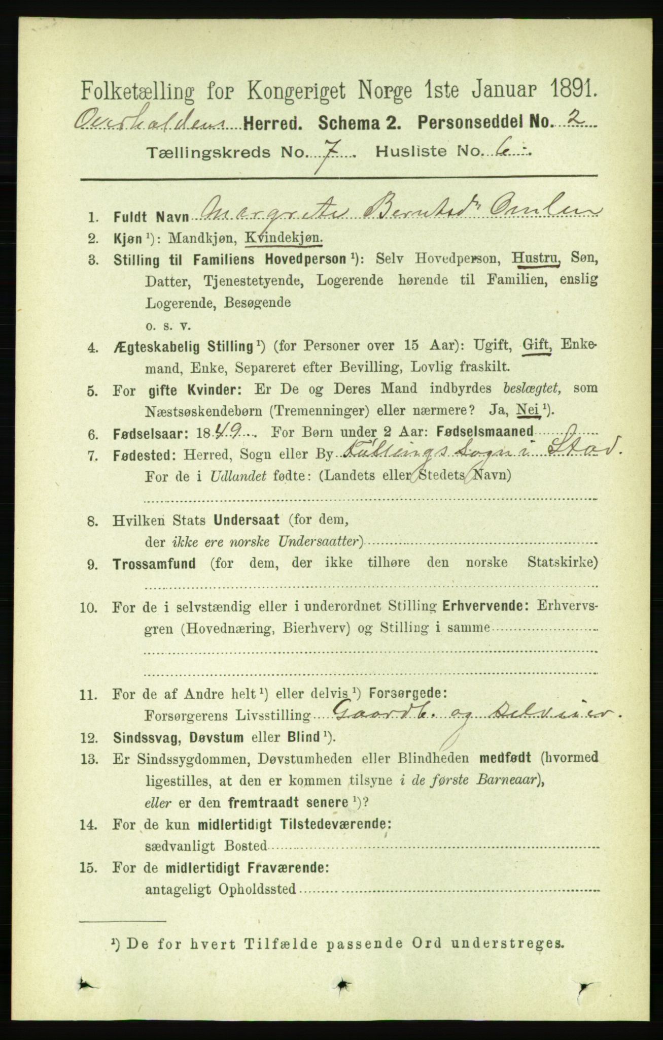 RA, 1891 census for 1744 Overhalla, 1891, p. 2673