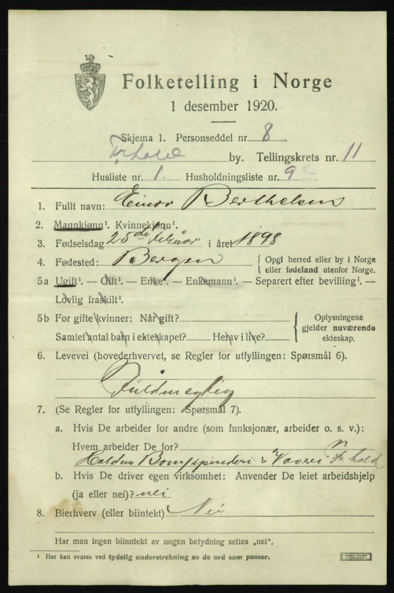 SAO, 1920 census for Fredrikshald, 1920, p. 18801