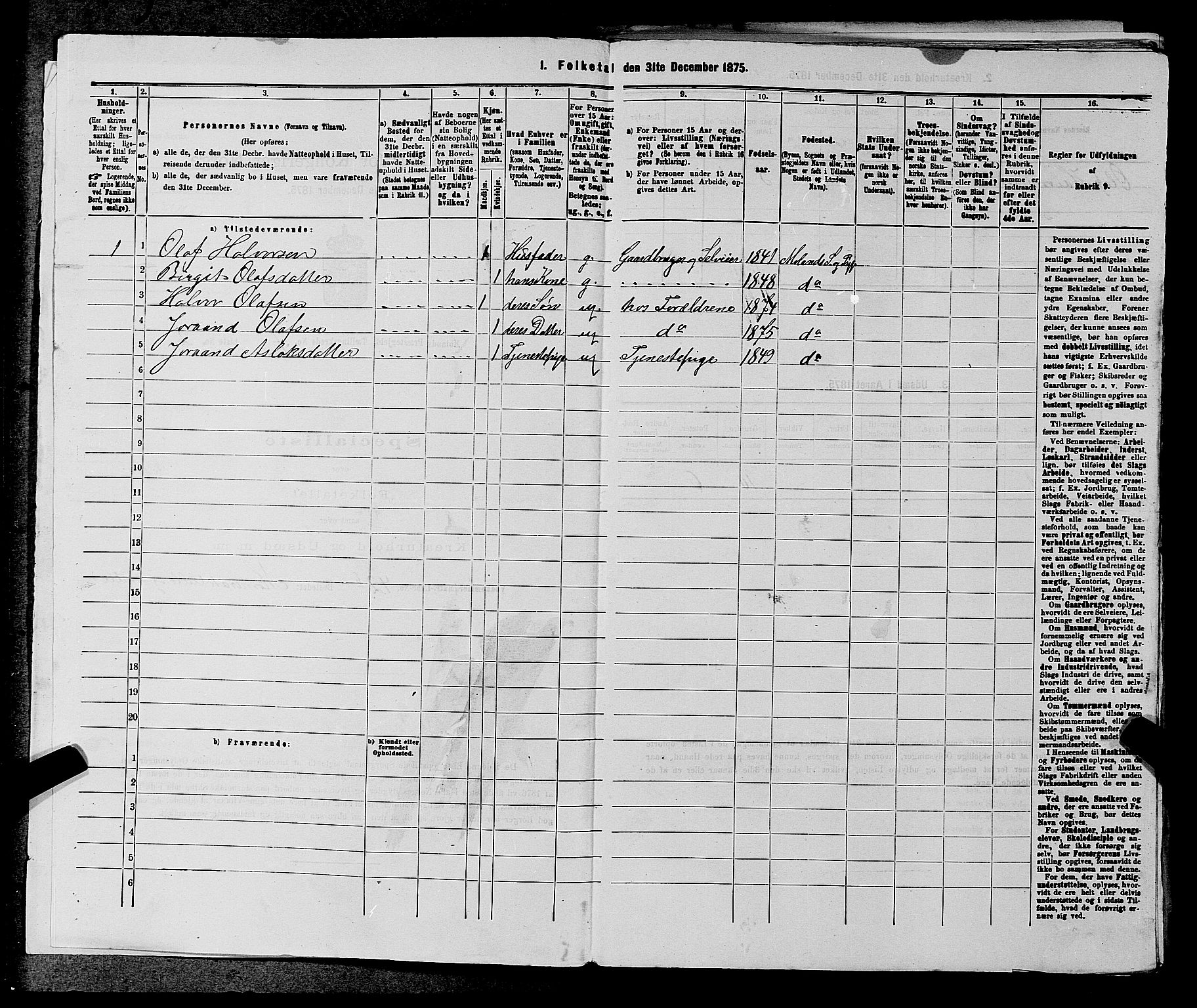 SAKO, 1875 census for 0831P Moland, 1875, p. 359