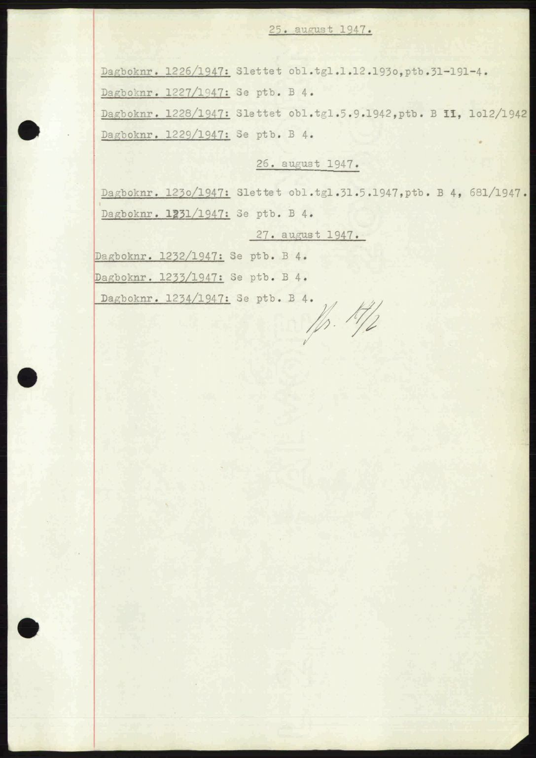 Nedenes sorenskriveri, SAK/1221-0006/G/Gb/Gba/L0057: Mortgage book no. A9, 1947-1947, Diary no: : 1226/1947