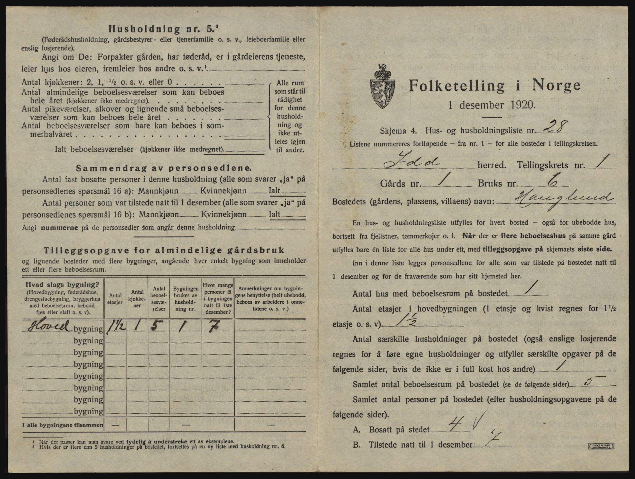 SAO, 1920 census for Idd, 1920, p. 112