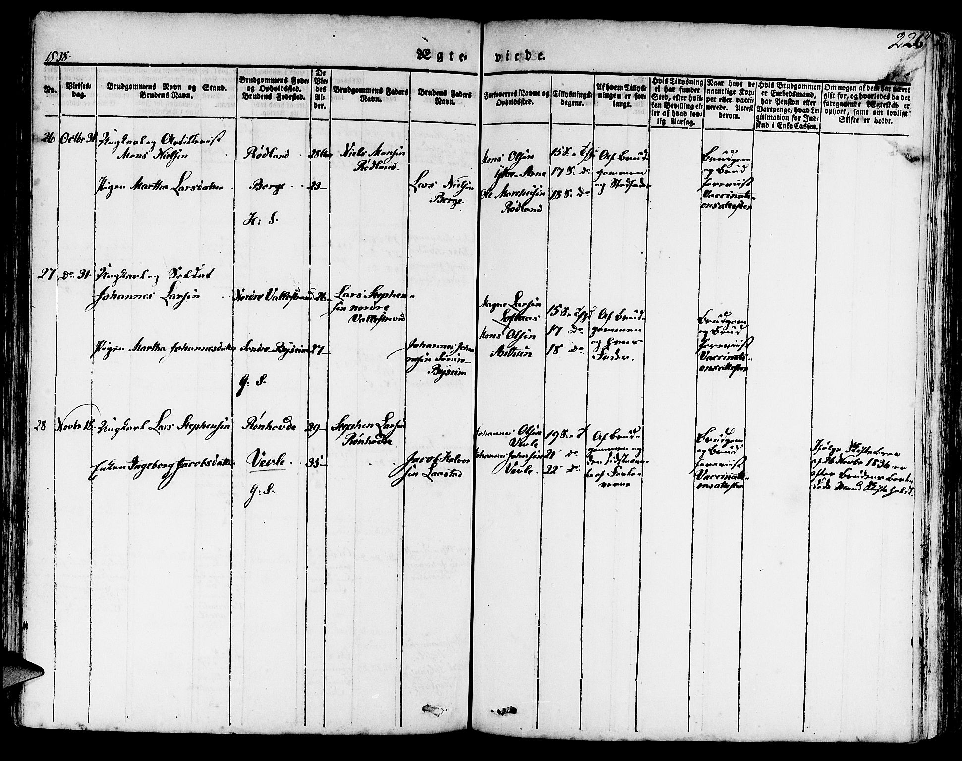 Haus sokneprestembete, AV/SAB-A-75601/H/Haa: Parish register (official) no. A 14, 1827-1838, p. 226