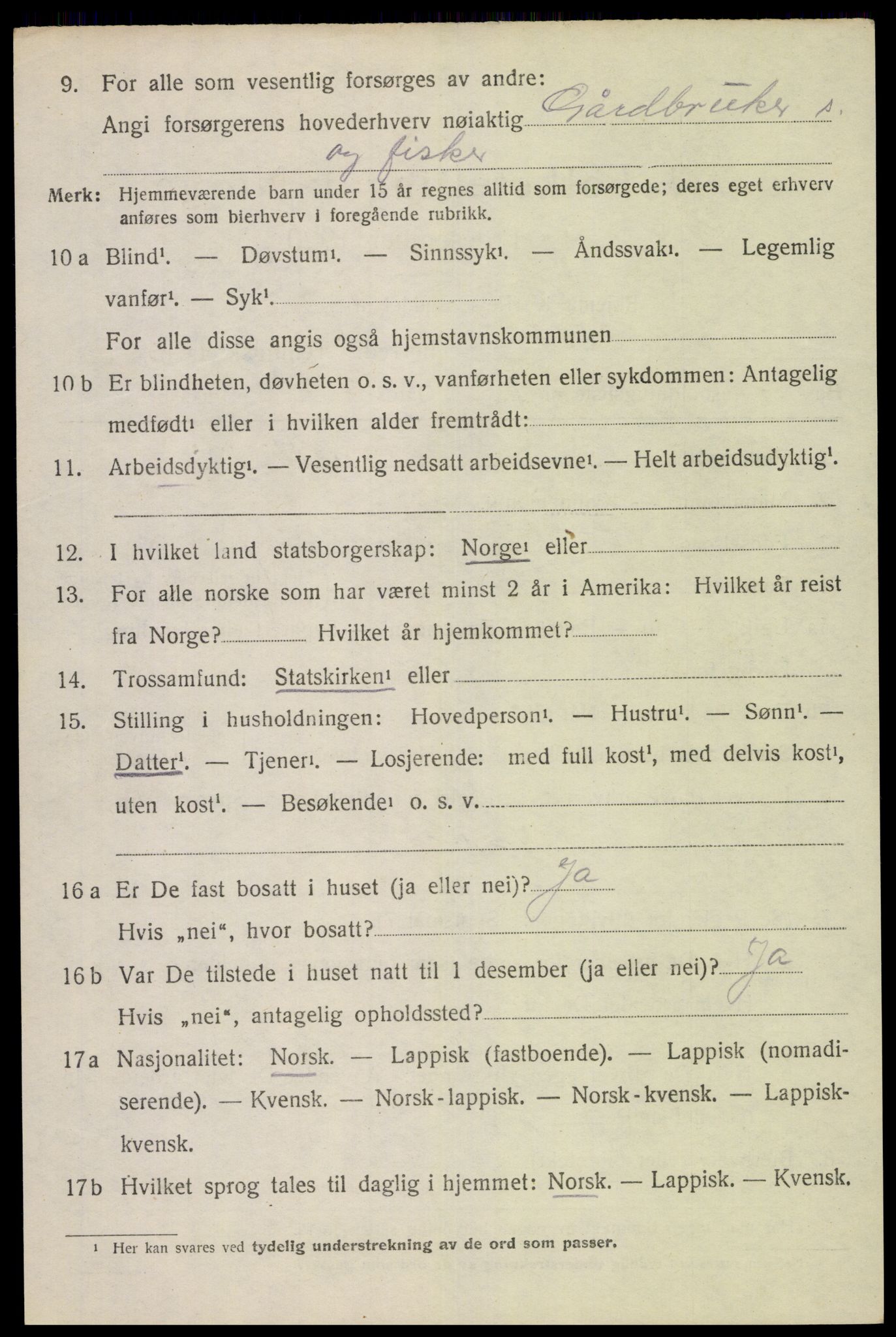 SAT, 1920 census for Dverberg, 1920, p. 7107