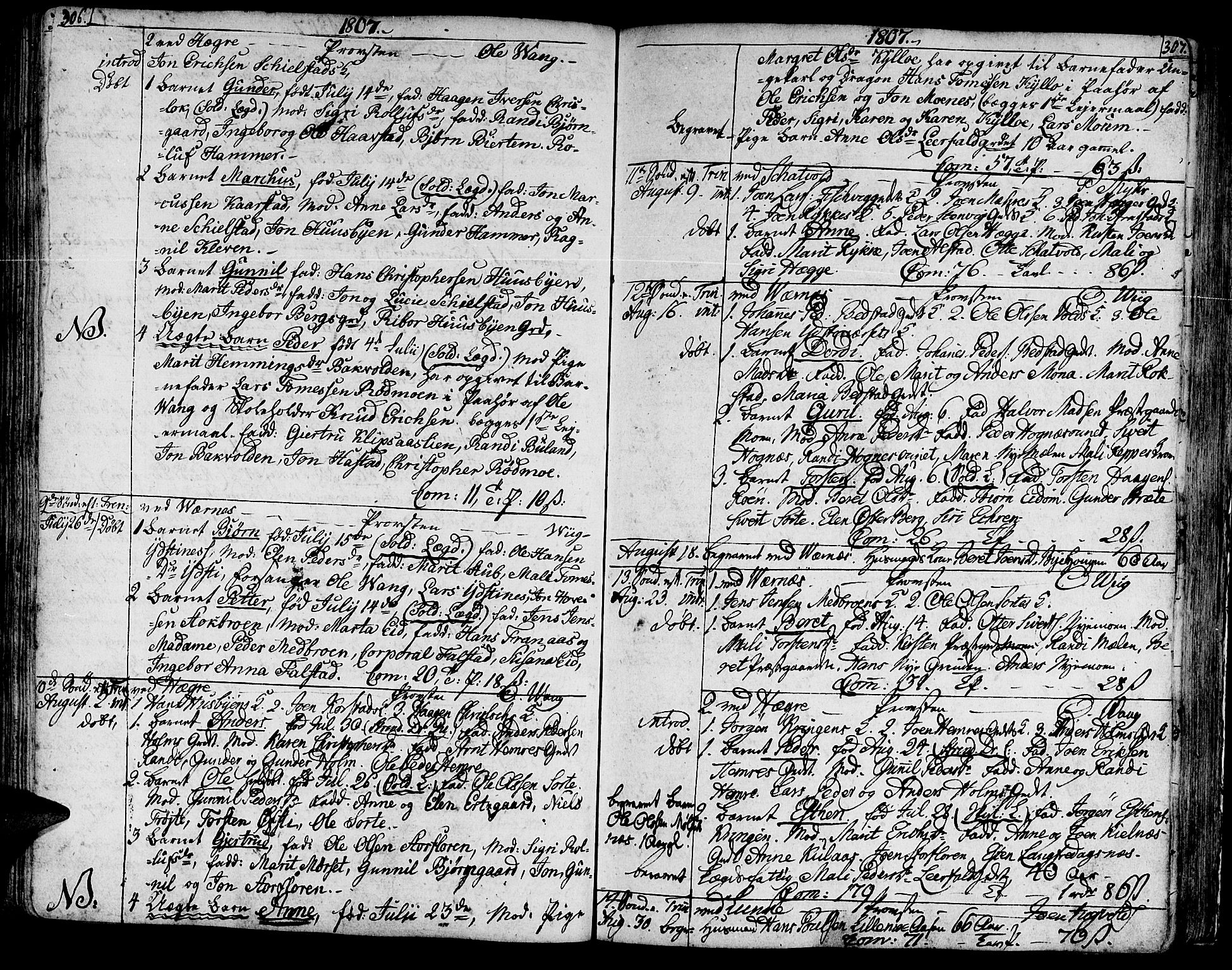 Ministerialprotokoller, klokkerbøker og fødselsregistre - Nord-Trøndelag, SAT/A-1458/709/L0060: Parish register (official) no. 709A07, 1797-1815, p. 306-307