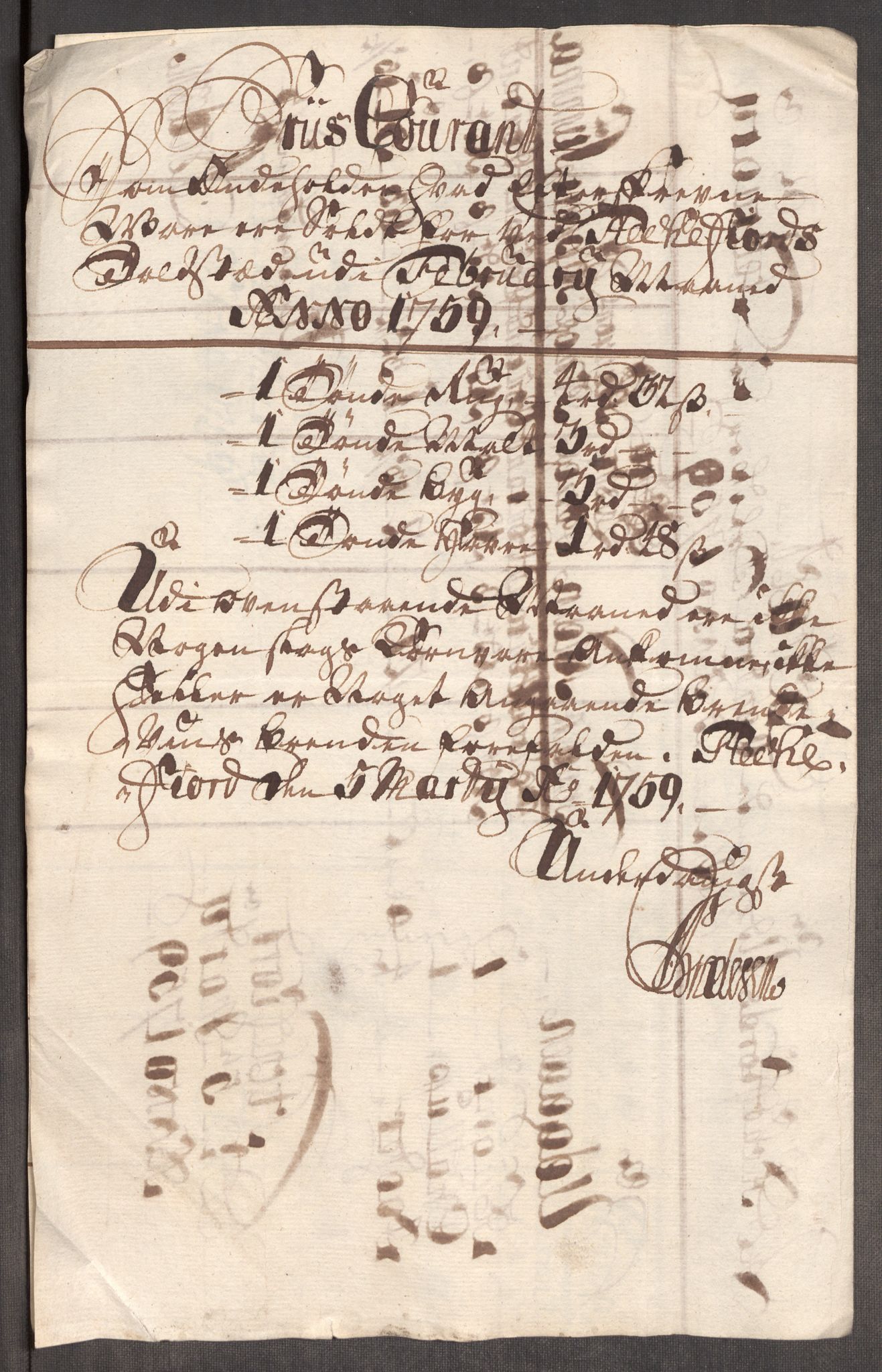 Rentekammeret inntil 1814, Realistisk ordnet avdeling, RA/EA-4070/Oe/L0006: [Ø1]: Priskuranter, 1758-1760, p. 622