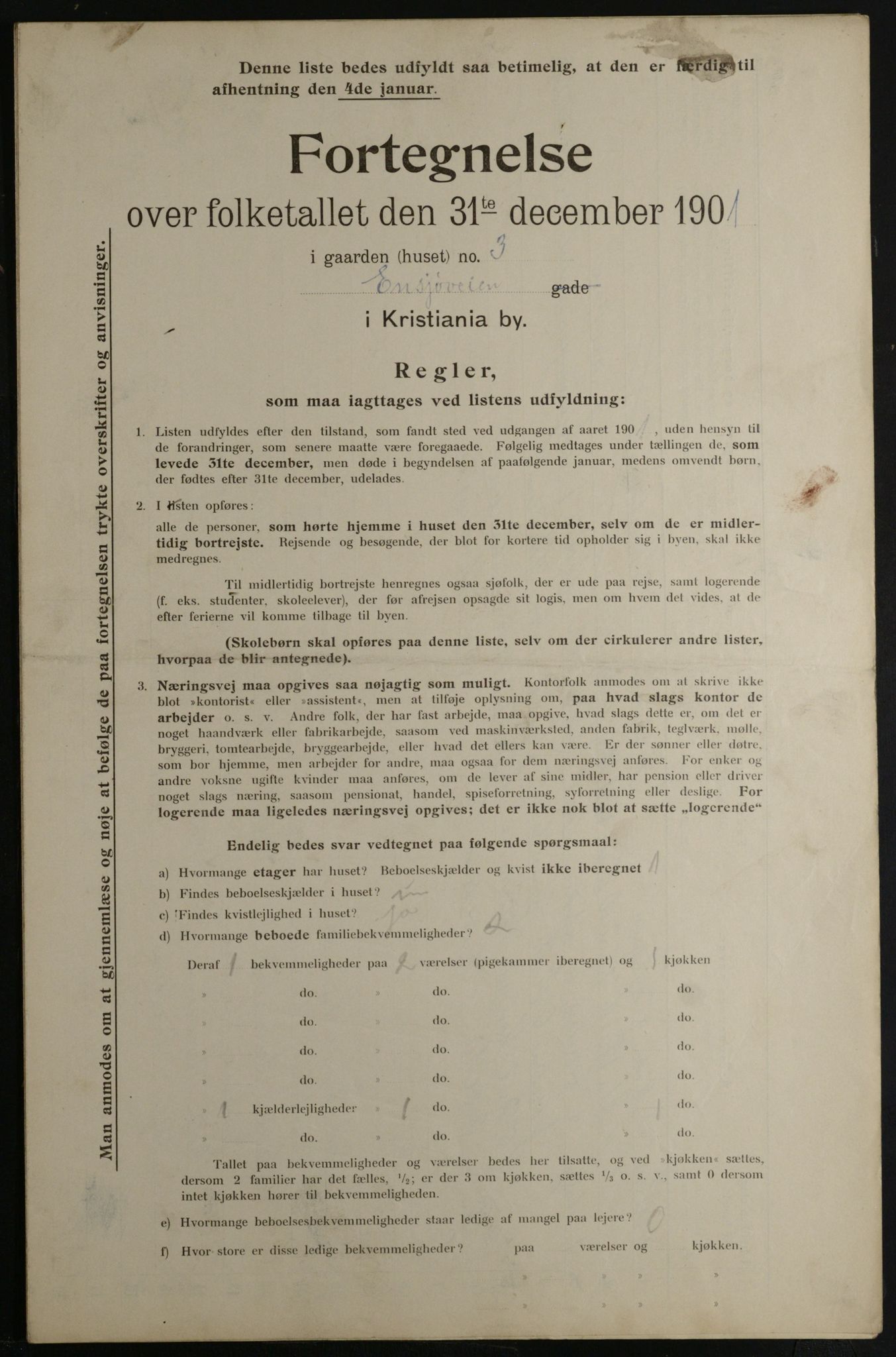 OBA, Municipal Census 1901 for Kristiania, 1901, p. 3544