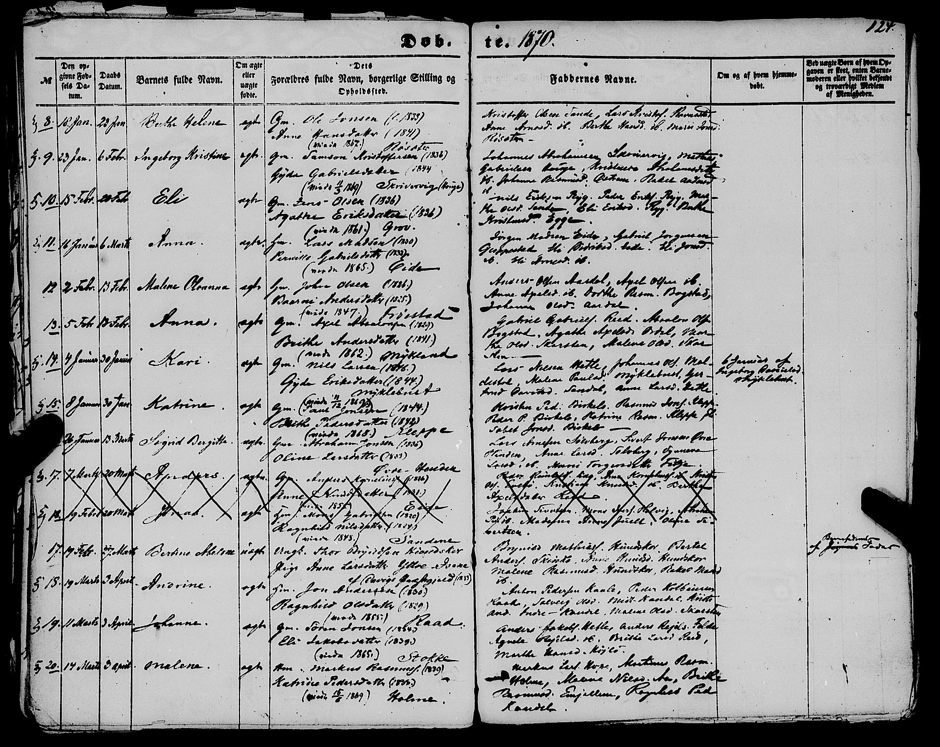 Gloppen sokneprestembete, AV/SAB-A-80101/H/Haa/Haaa/L0009: Parish register (official) no. A 9, 1855-1870, p. 124