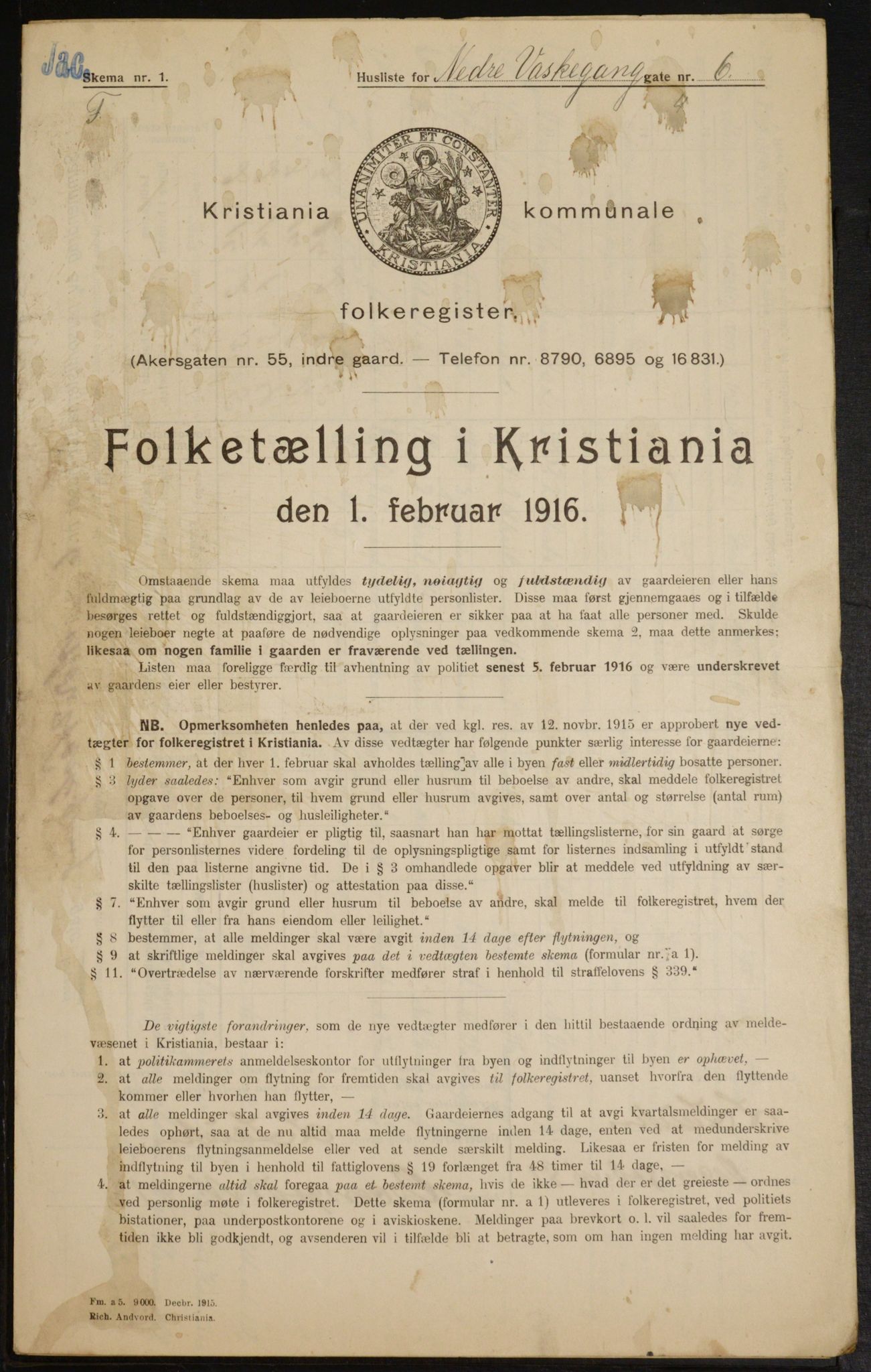 OBA, Municipal Census 1916 for Kristiania, 1916, p. 71267