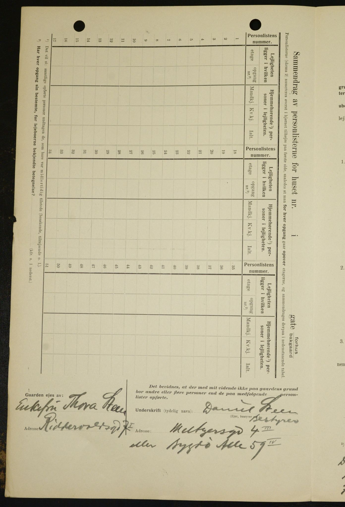 OBA, Municipal Census 1909 for Kristiania, 1909, p. 62968