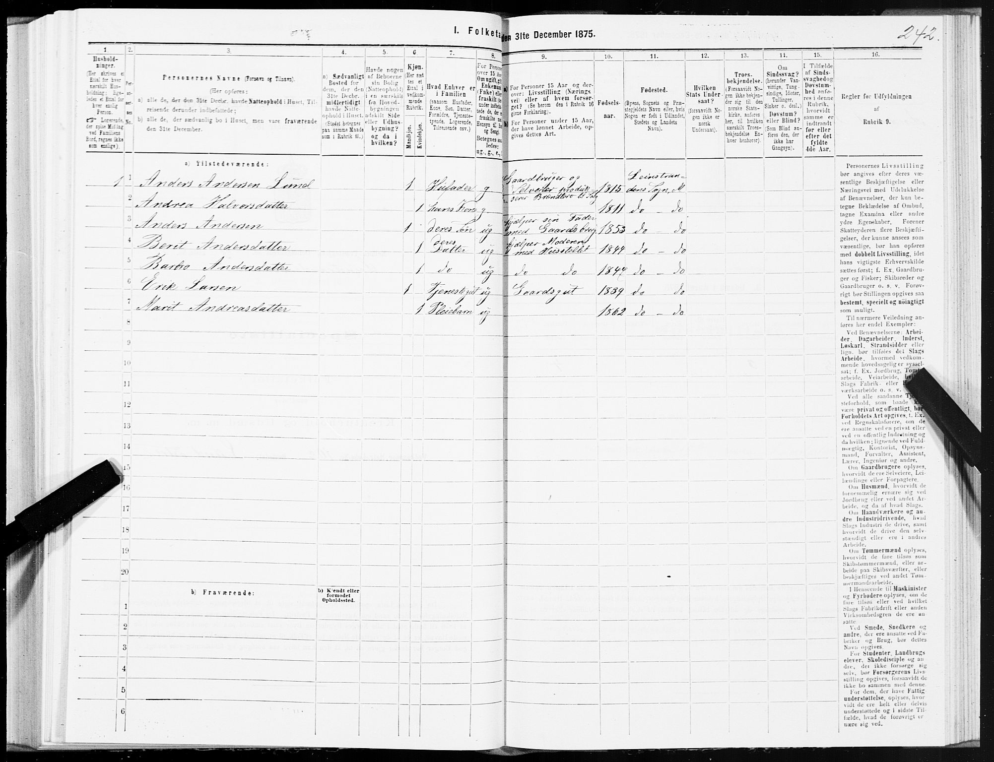 SAT, 1875 census for 1653P Melhus, 1875, p. 8242