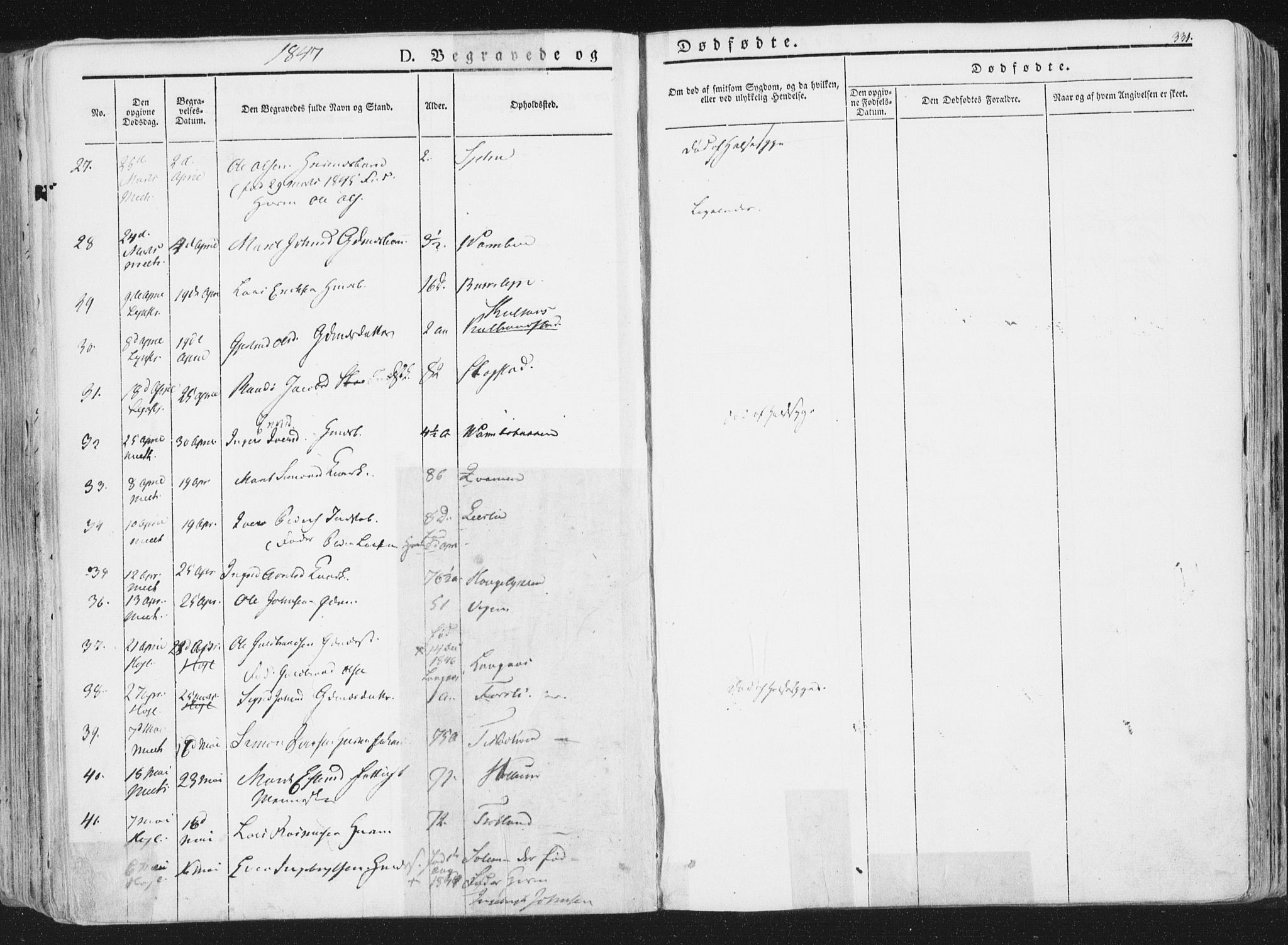 Ministerialprotokoller, klokkerbøker og fødselsregistre - Sør-Trøndelag, AV/SAT-A-1456/691/L1074: Parish register (official) no. 691A06, 1842-1852, p. 331