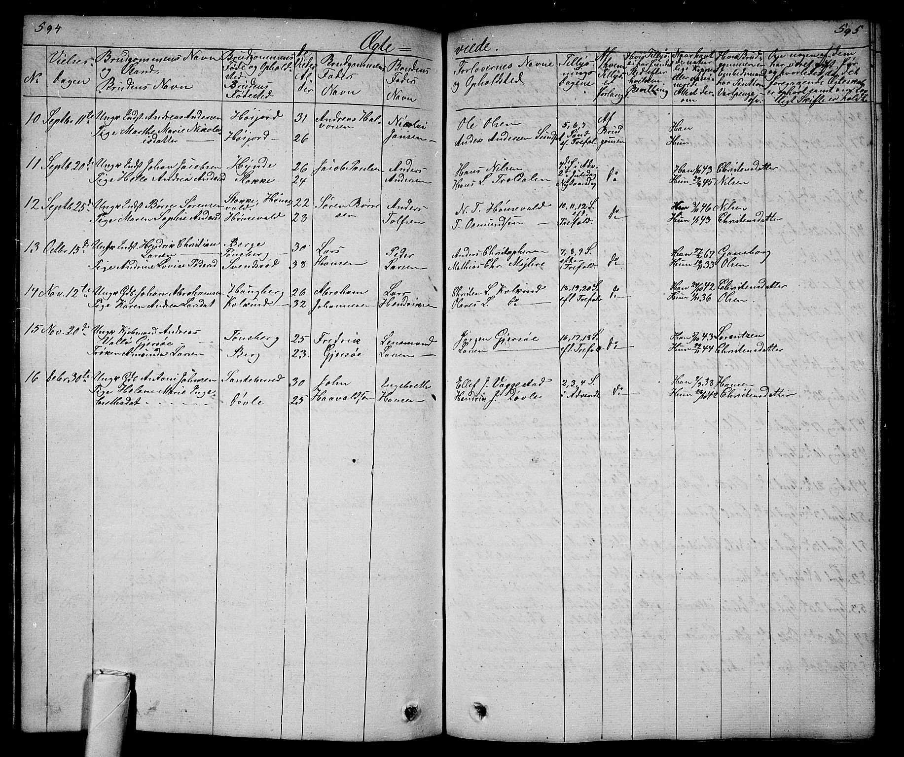 Andebu kirkebøker, AV/SAKO-A-336/G/Ga/L0003: Parish register (copy) no. I 3, 1832-1867, p. 594-595