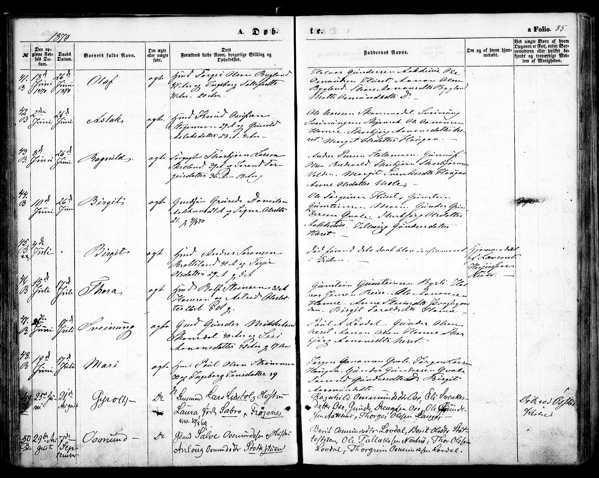 Bygland sokneprestkontor, AV/SAK-1111-0006/F/Fa/Fab/L0005: Parish register (official) no. A 5, 1859-1873, p. 85