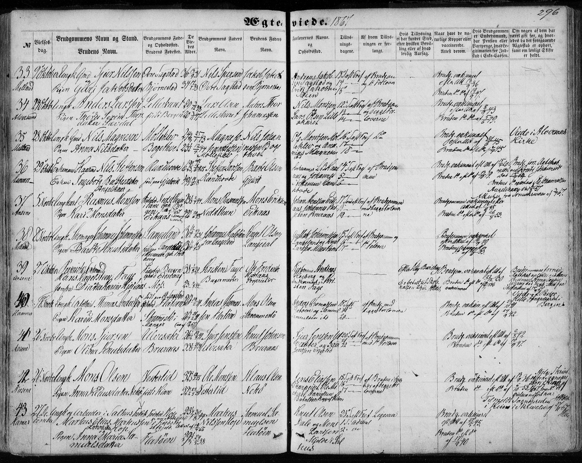 Hamre sokneprestembete, SAB/A-75501/H/Ha/Haa/Haaa/L0014: Parish register (official) no. A 14, 1858-1872, p. 296