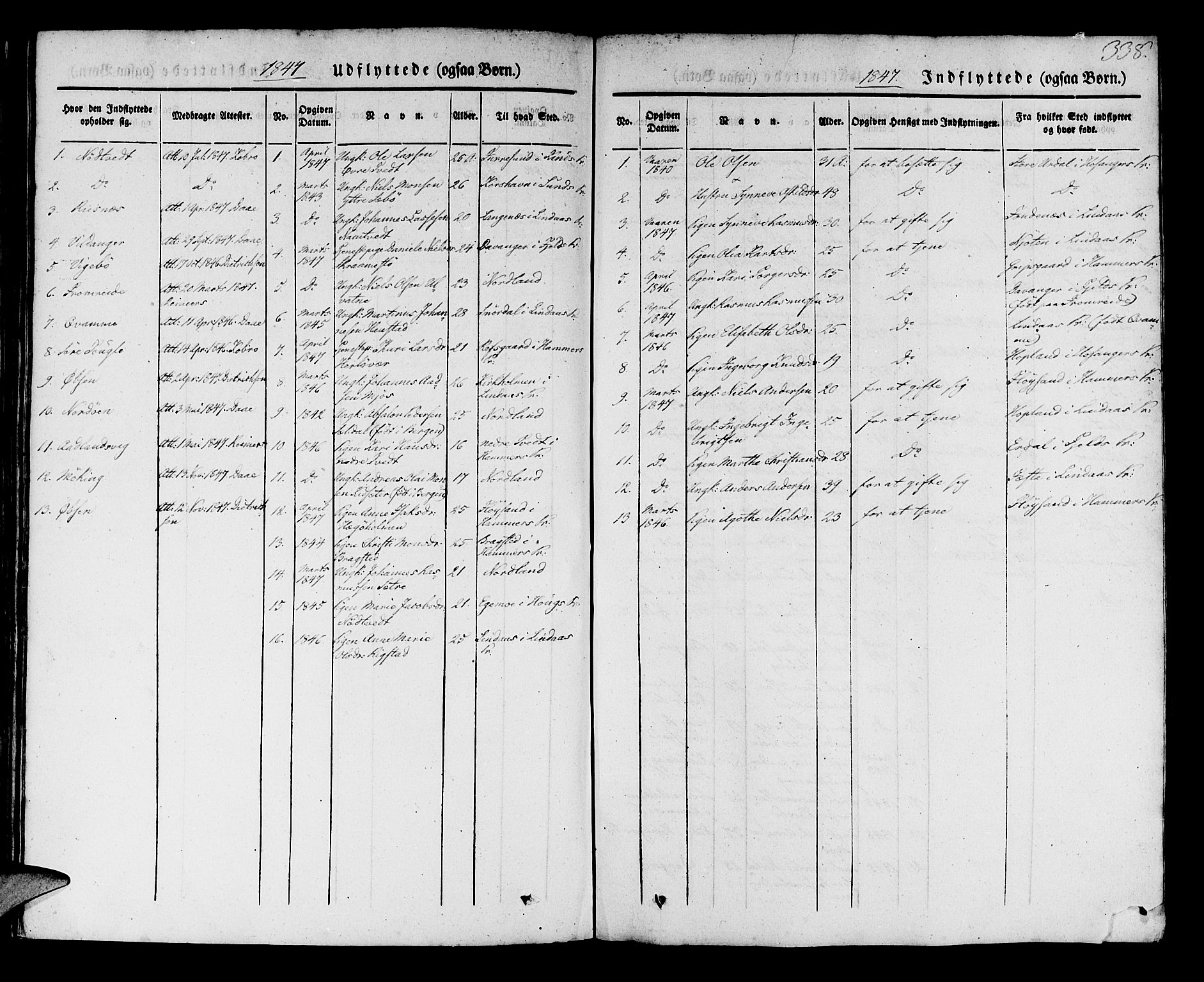 Manger sokneprestembete, AV/SAB-A-76801/H/Haa: Parish register (official) no. A 5, 1839-1848, p. 338