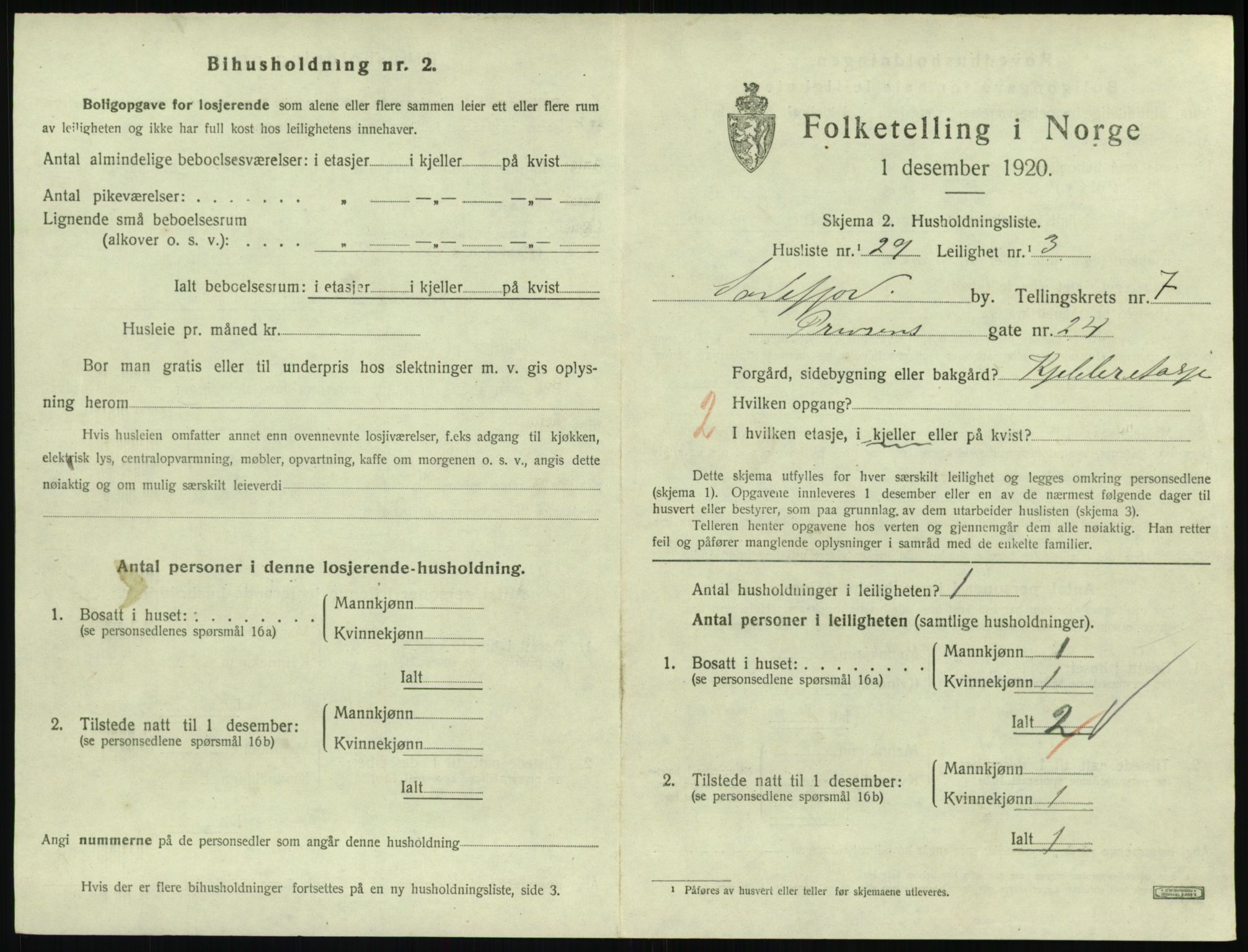 SAKO, 1920 census for Sandefjord, 1920, p. 3054