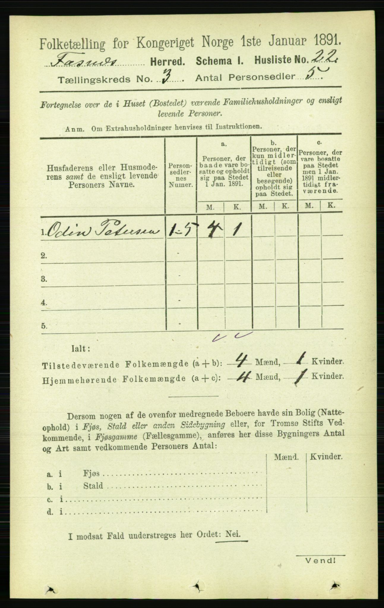 RA, 1891 census for 1748 Fosnes, 1891, p. 627