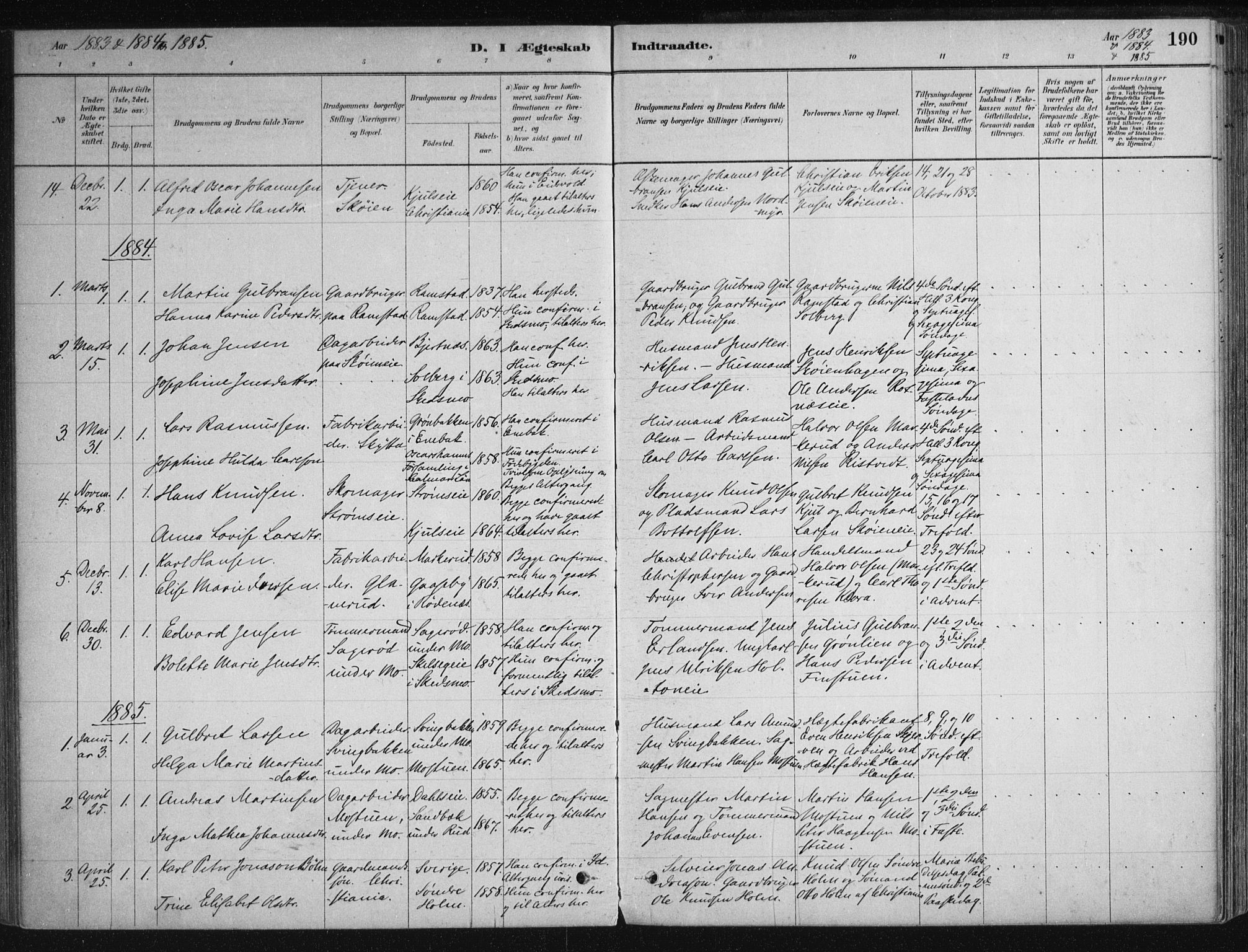 Nittedal prestekontor Kirkebøker, SAO/A-10365a/F/Fa/L0007: Parish register (official) no. I 7, 1879-1901, p. 190