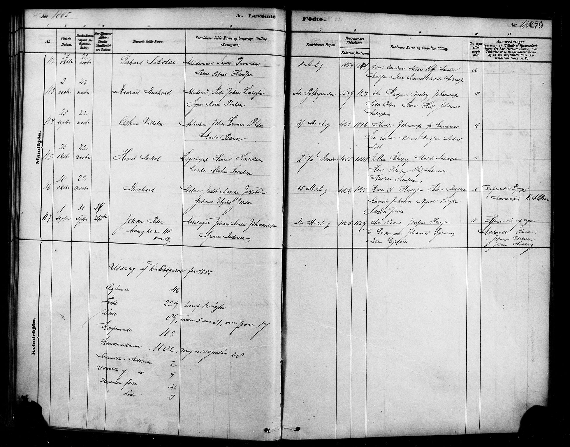 Sandviken Sokneprestembete, AV/SAB-A-77601/H/Ha/L0004: Parish register (official) no. B 1, 1878-1891, p. 179