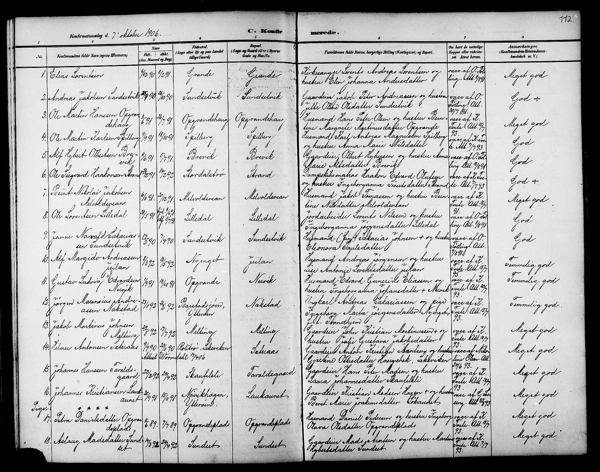 Ministerialprotokoller, klokkerbøker og fødselsregistre - Nord-Trøndelag, AV/SAT-A-1458/733/L0327: Parish register (copy) no. 733C02, 1888-1918, p. 112