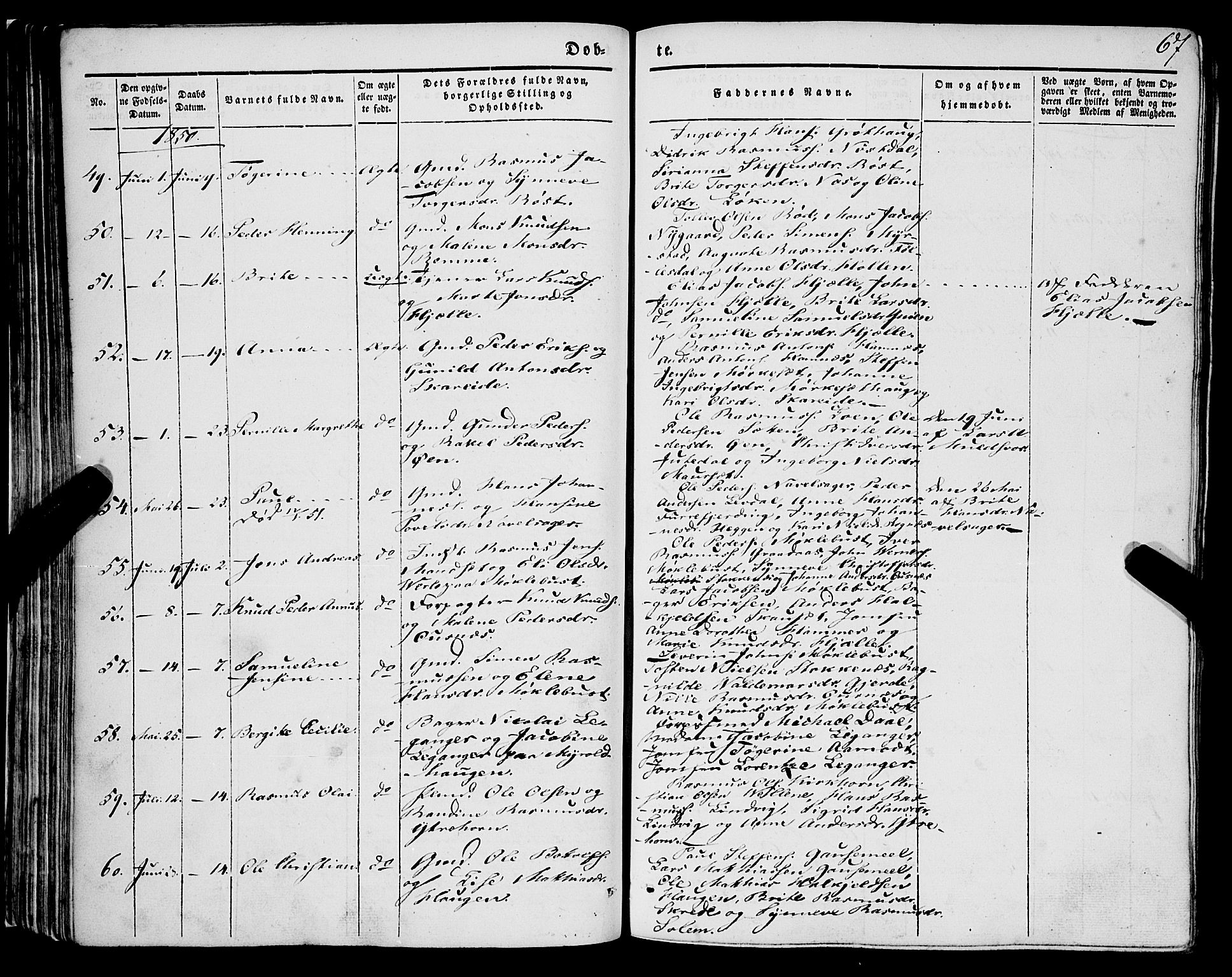 Eid sokneprestembete, AV/SAB-A-82301/H/Haa/Haaa/L0007: Parish register (official) no. A 7, 1844-1858, p. 67