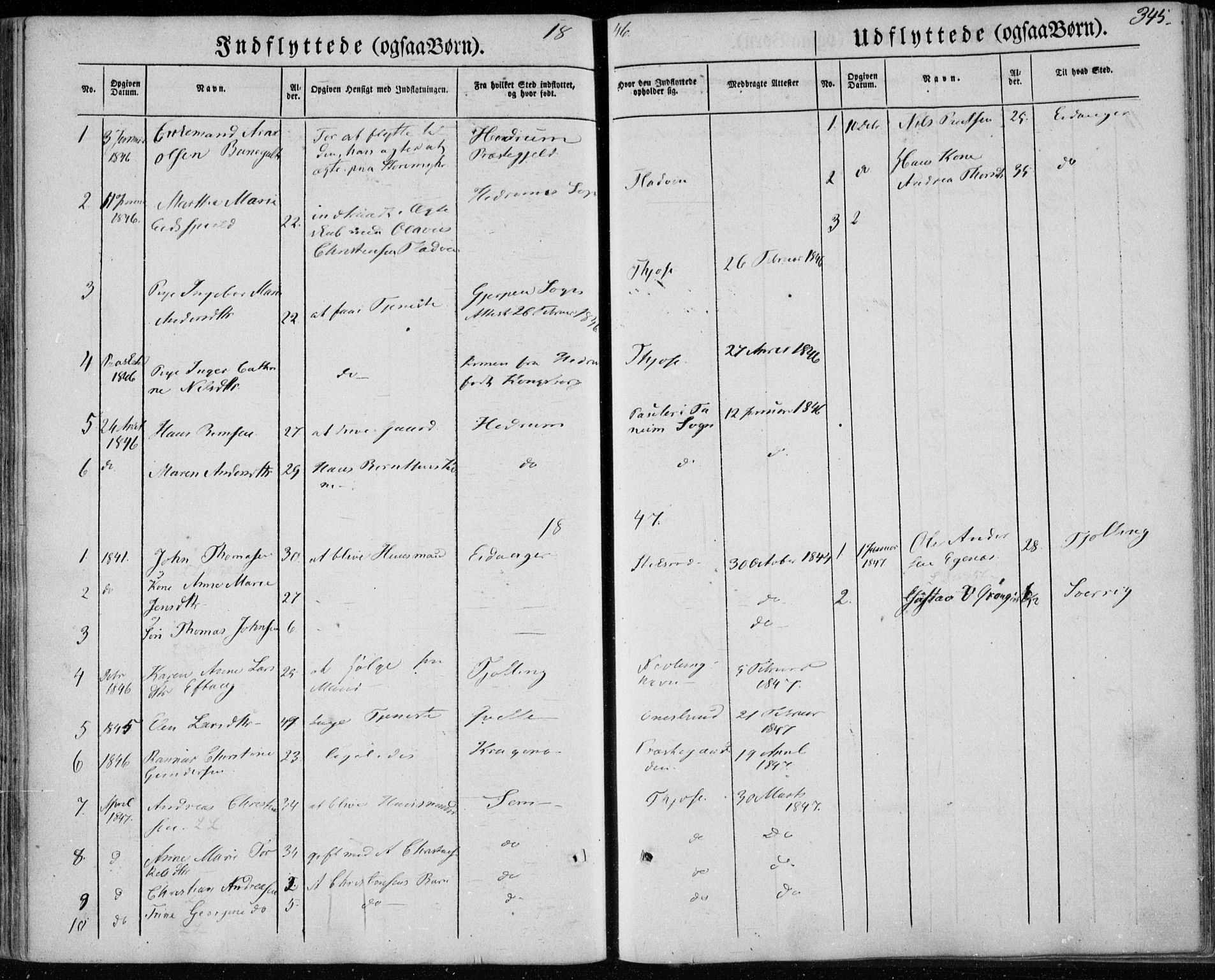 Brunlanes kirkebøker, AV/SAKO-A-342/F/Fa/L0004: Parish register (official) no. I 4, 1846-1862, p. 345