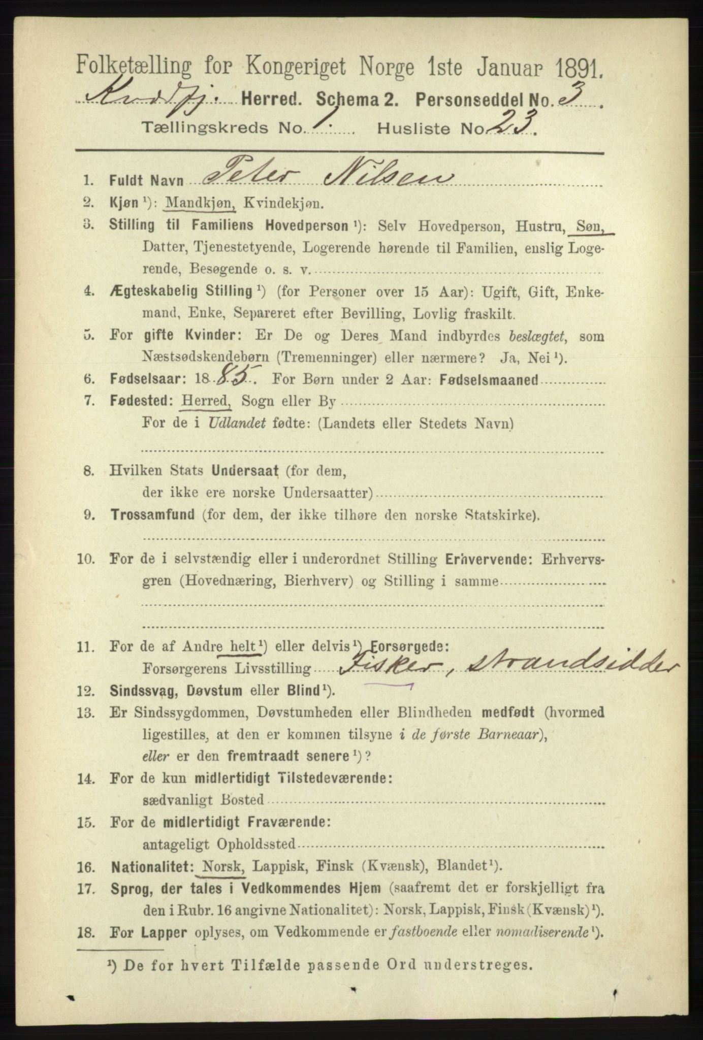 RA, 1891 census for 1911 Kvæfjord, 1891, p. 246