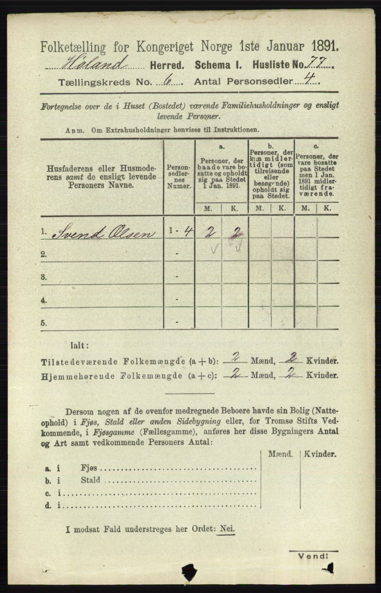 RA, 1891 census for 0221 Høland, 1891, p. 4337