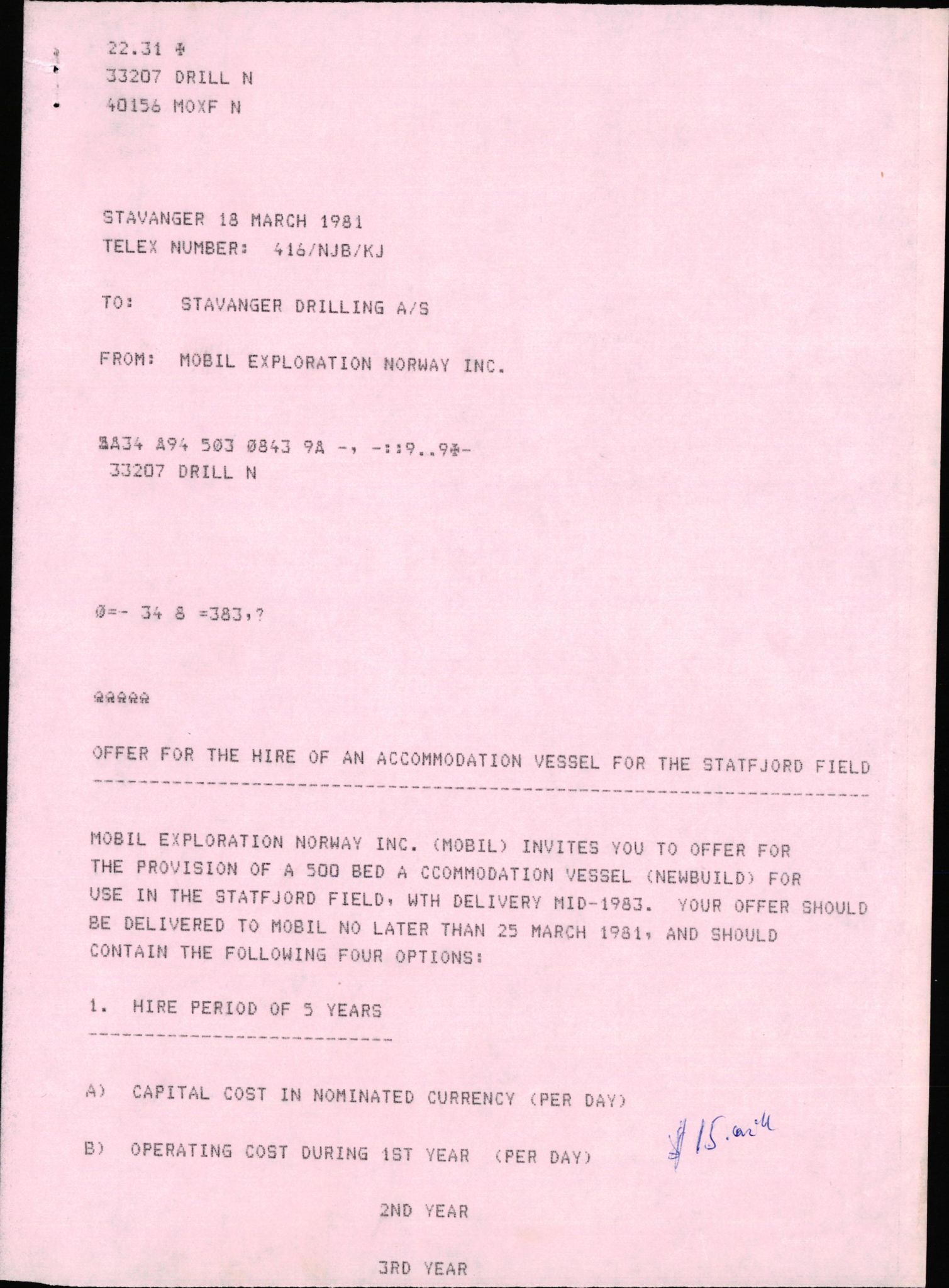 Pa 1503 - Stavanger Drilling AS, AV/SAST-A-101906/2/E/Ea/Eaa/L0002: Korrespondanse, 1974-1981